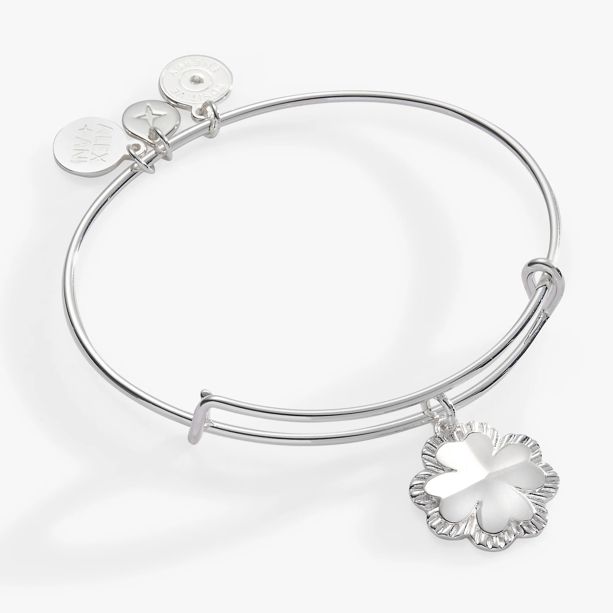 Four-Leaf Clover Charm Bangle - Image 5