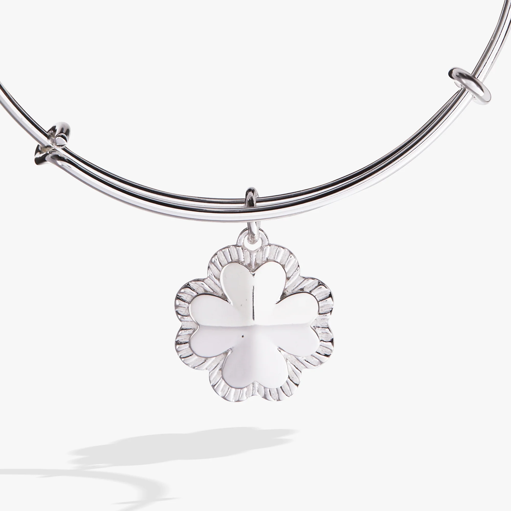 Four-Leaf Clover Charm Bangle - Image 6