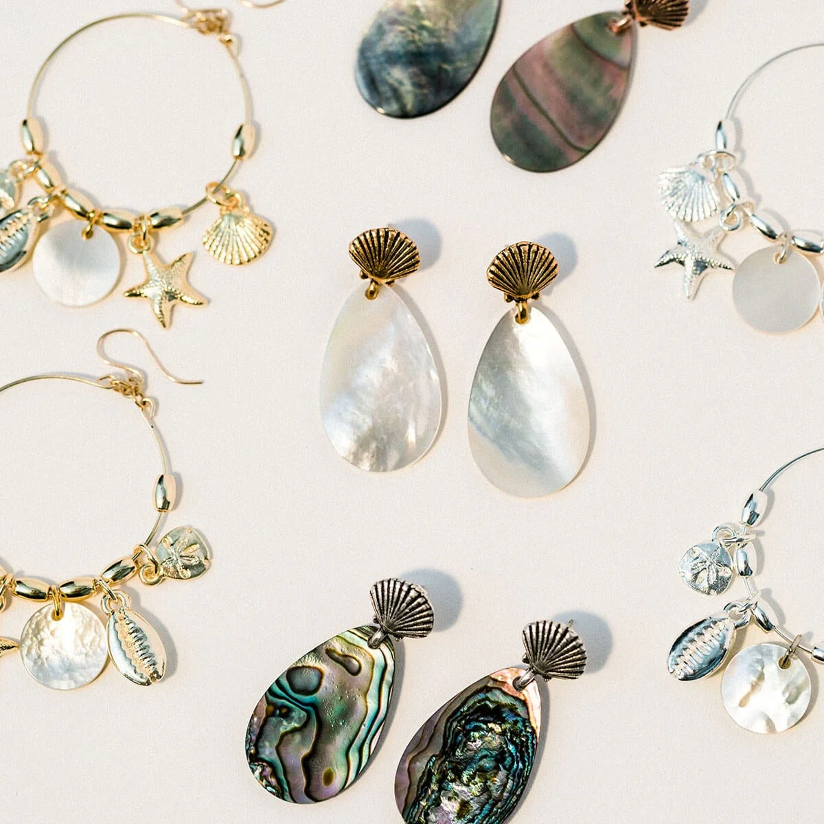 Abalone Shell Statement Earrings - Image 2