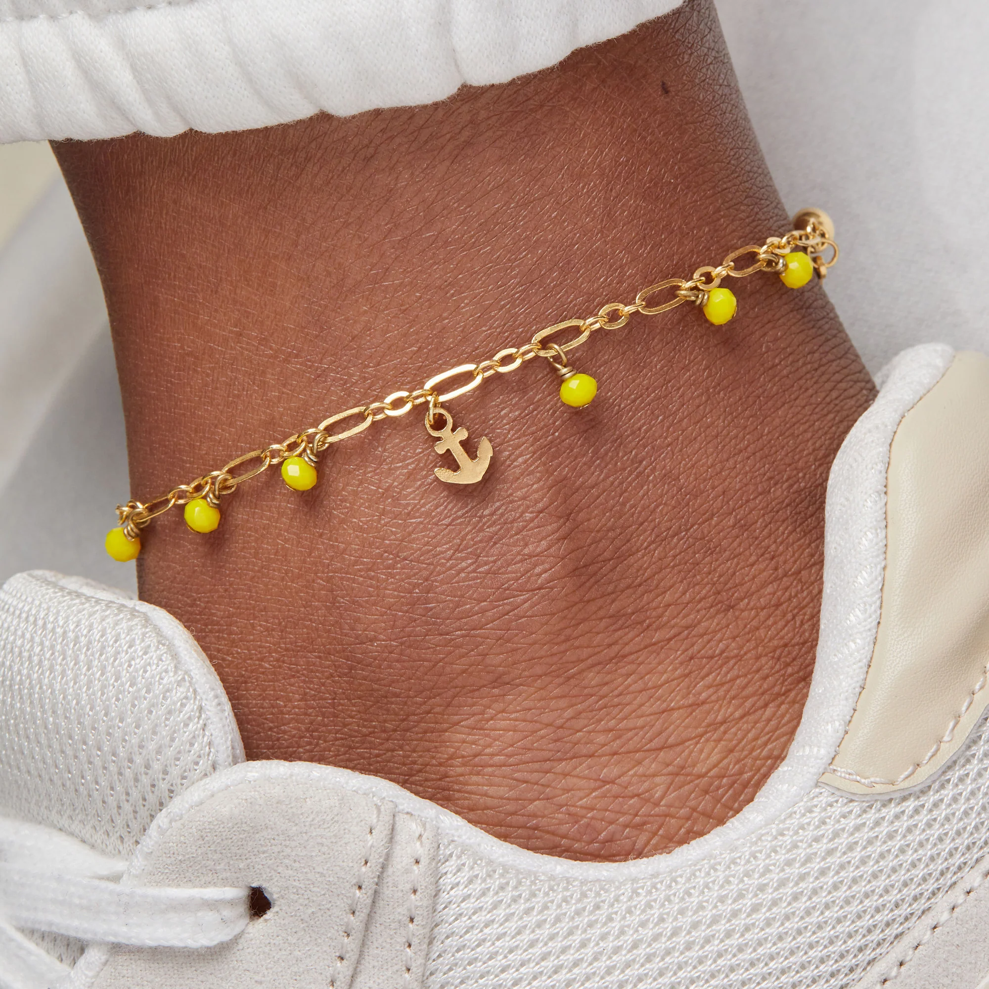 Anchor Beaded Pull Chain Anklet - Image 2