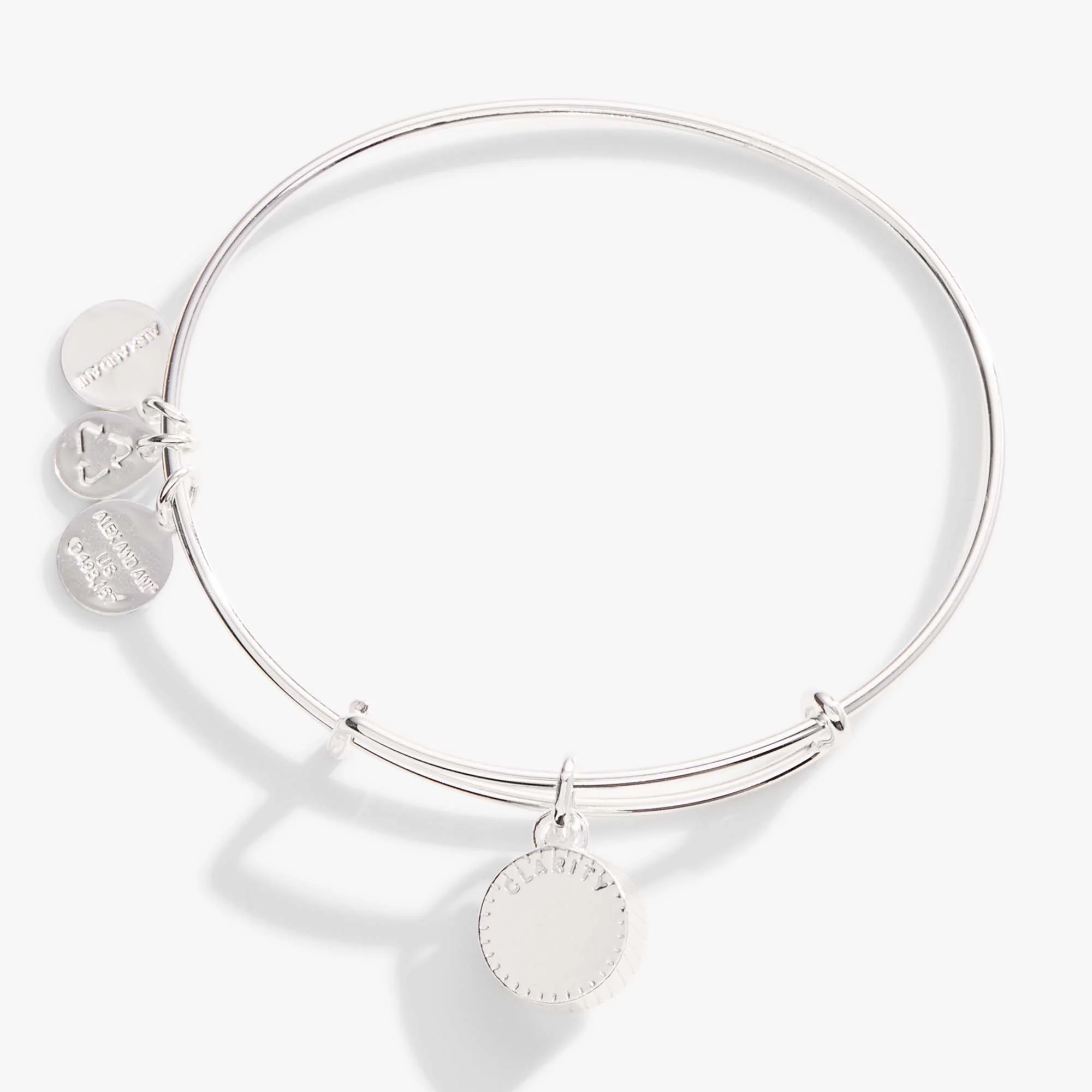 April Clear Crystal Birthstone Charm Bangle - Image 4