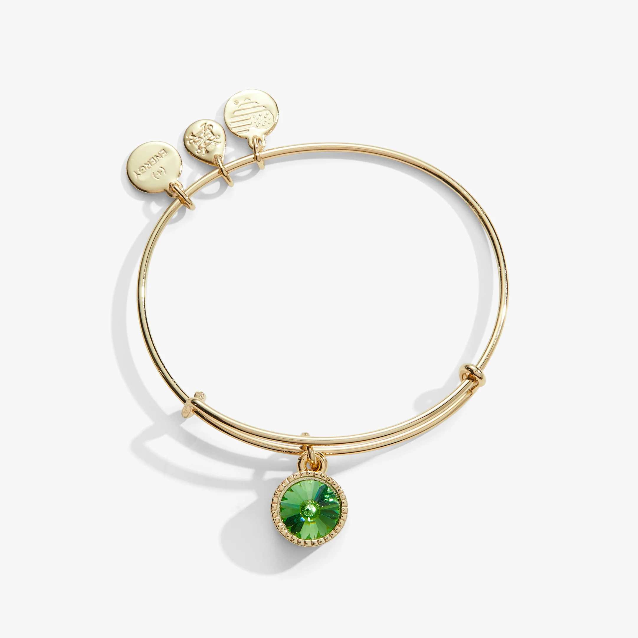 August Birthstone Charm Bangle, Peridot - Image 4