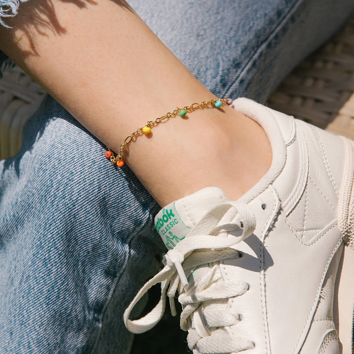 Rainbow Beaded Anklet - Image 4
