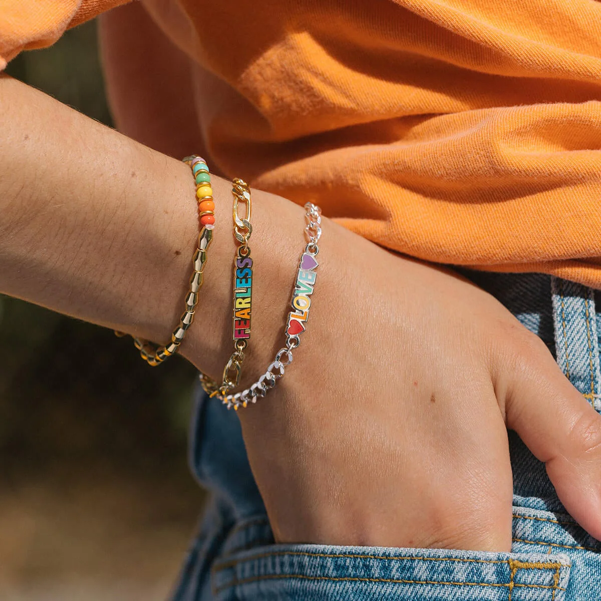 Rainbow Beaded Stretch Bracelet - Image 3