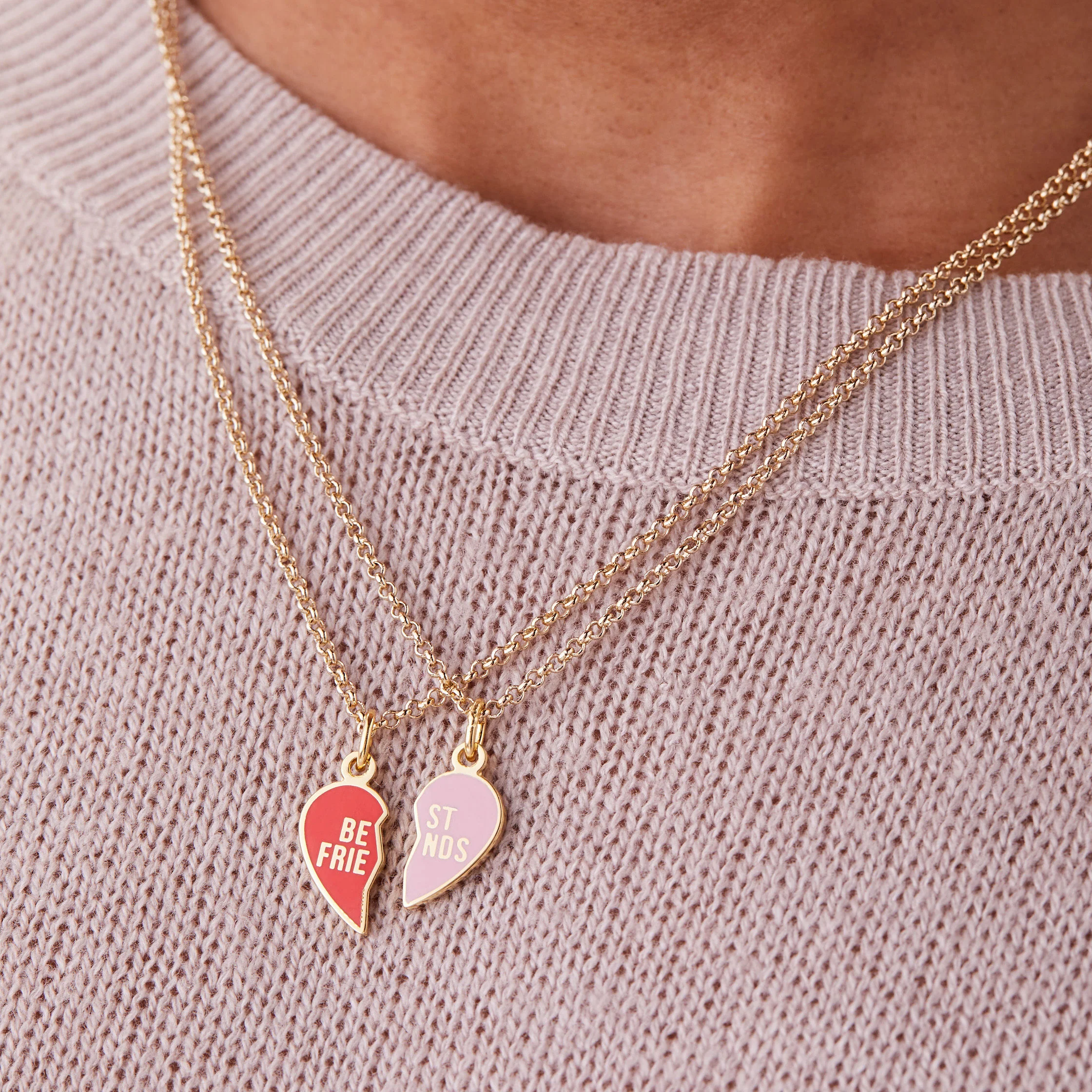 Best Friend Necklaces, Pink + Red, Set of 2 - Image 2