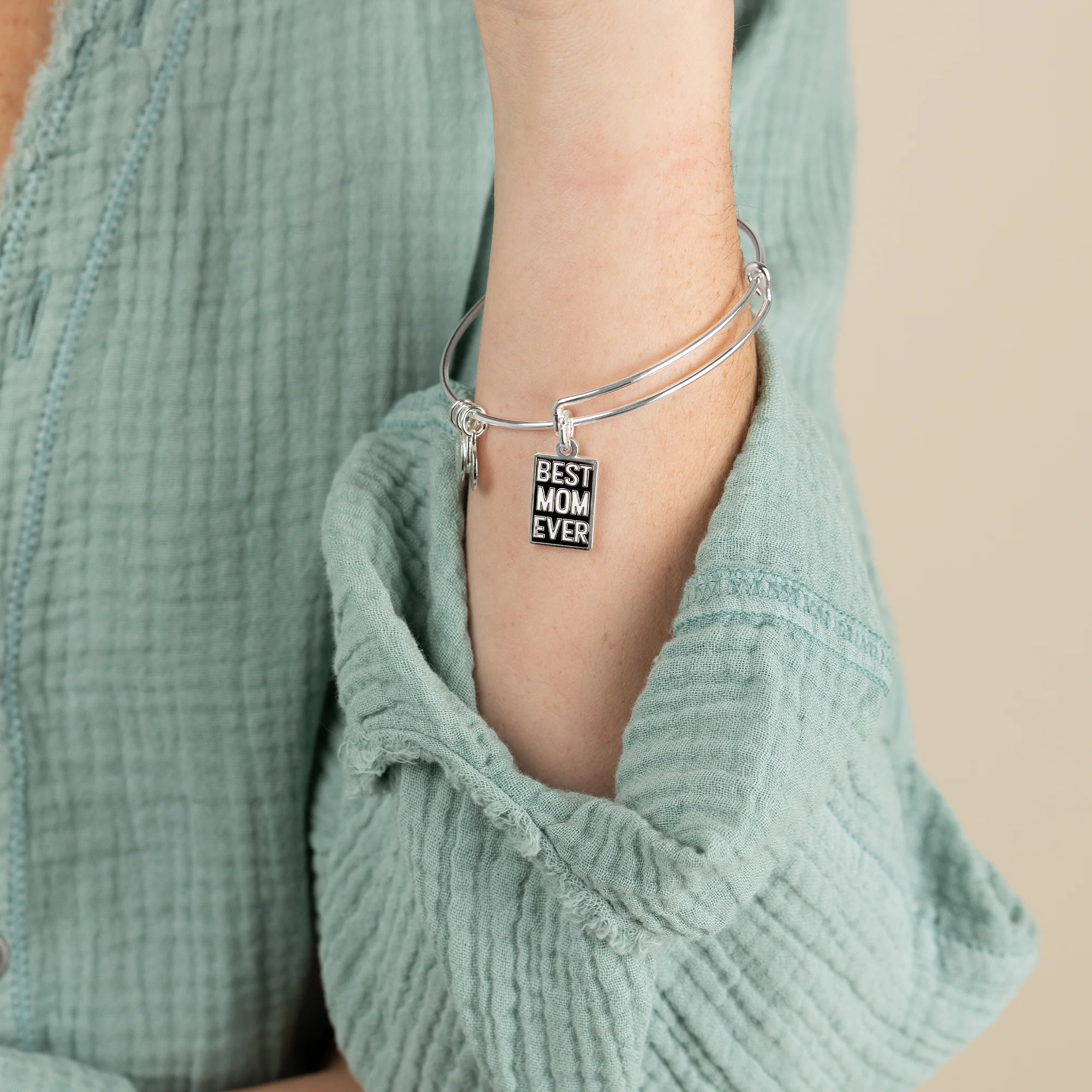 'Best Mom Ever' Charm Bangle - Image 2
