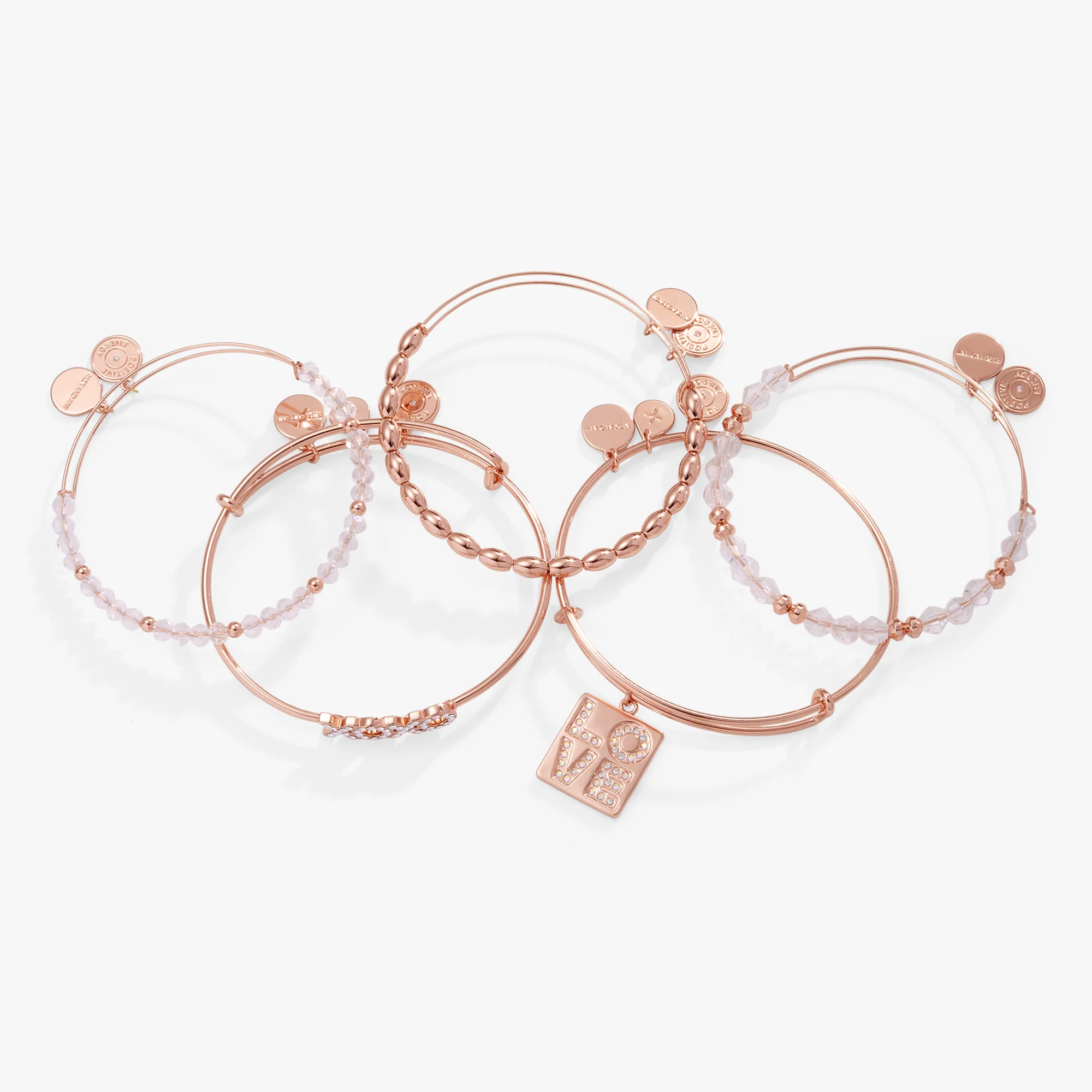 Better Than a Box of Chocolates 'LOVE' Charm Bangle, Set of 5 - Image 2