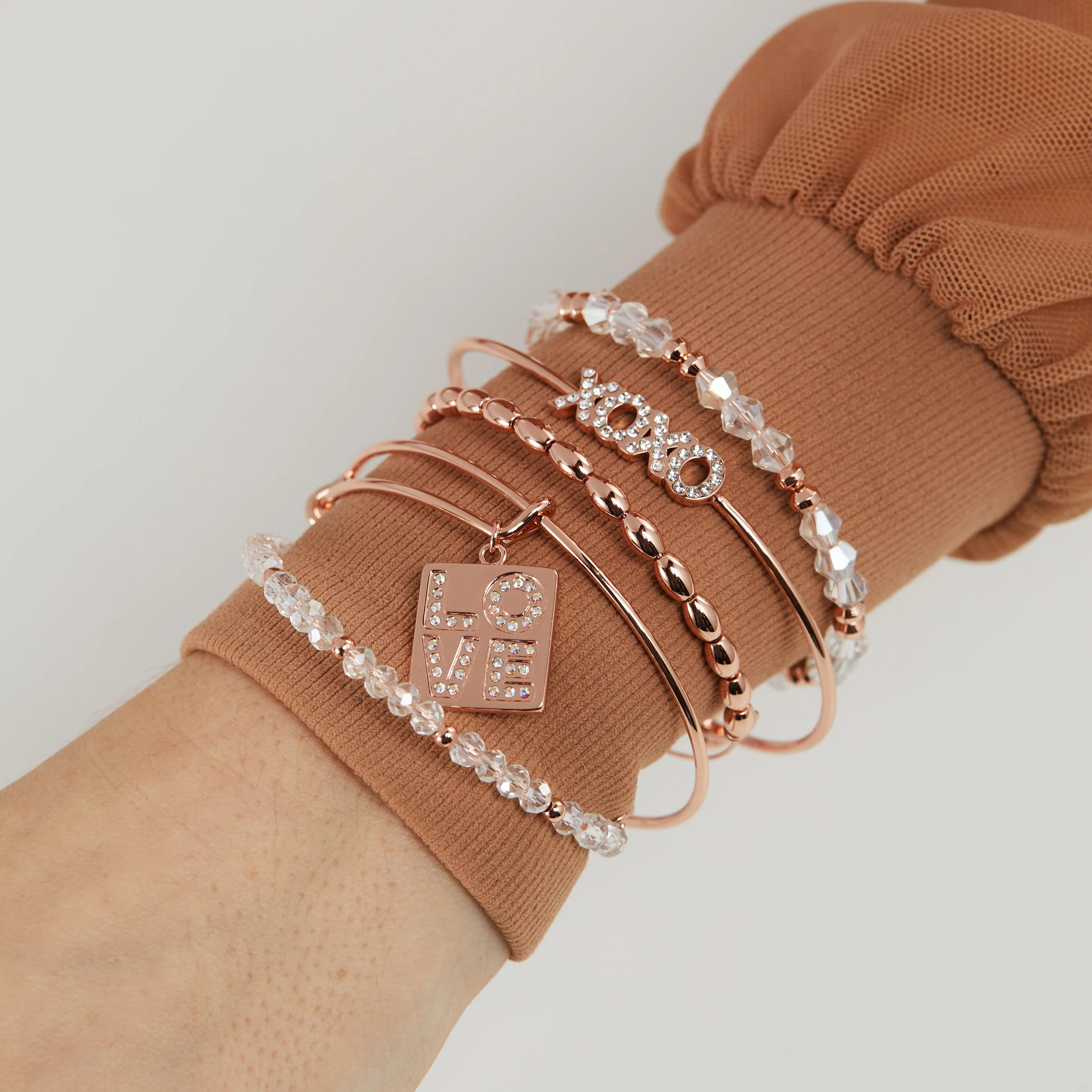 Better Than a Box of Chocolates 'LOVE' Charm Bangle, Set of 5 - Image 3
