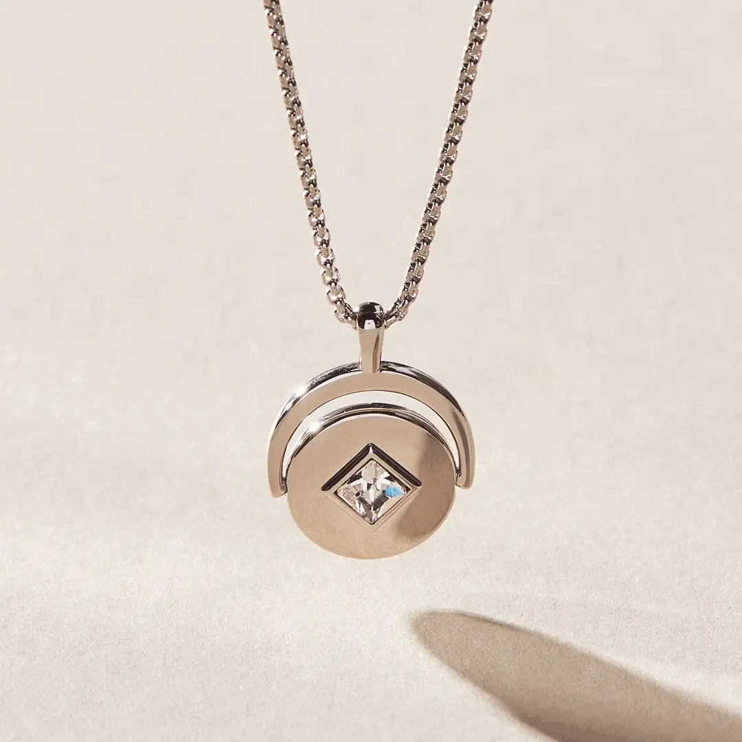 April Birthstone and Flower Flip Charm Necklace - Image 8