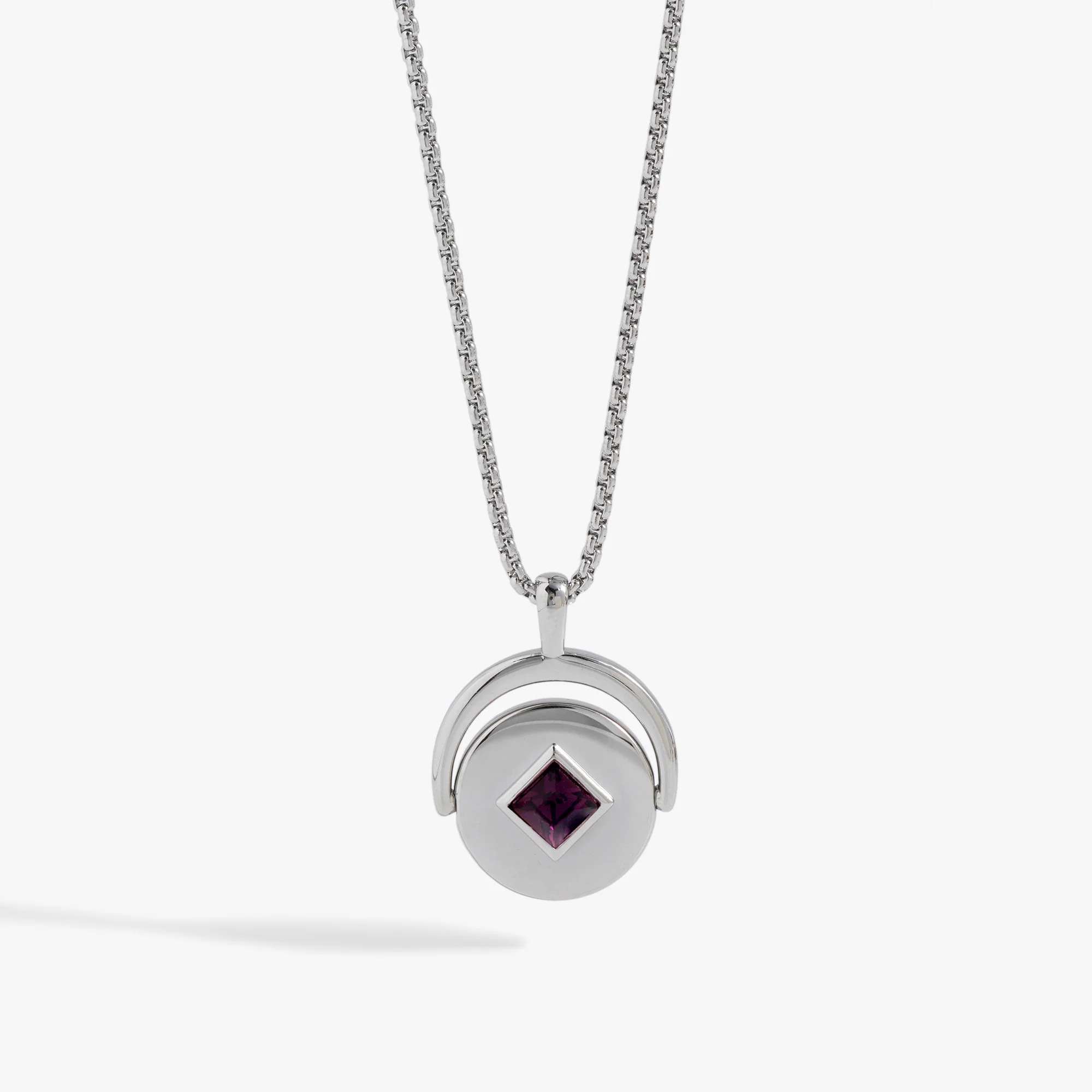 February Birthstone and Flower Flip Charm Necklace - Image 8