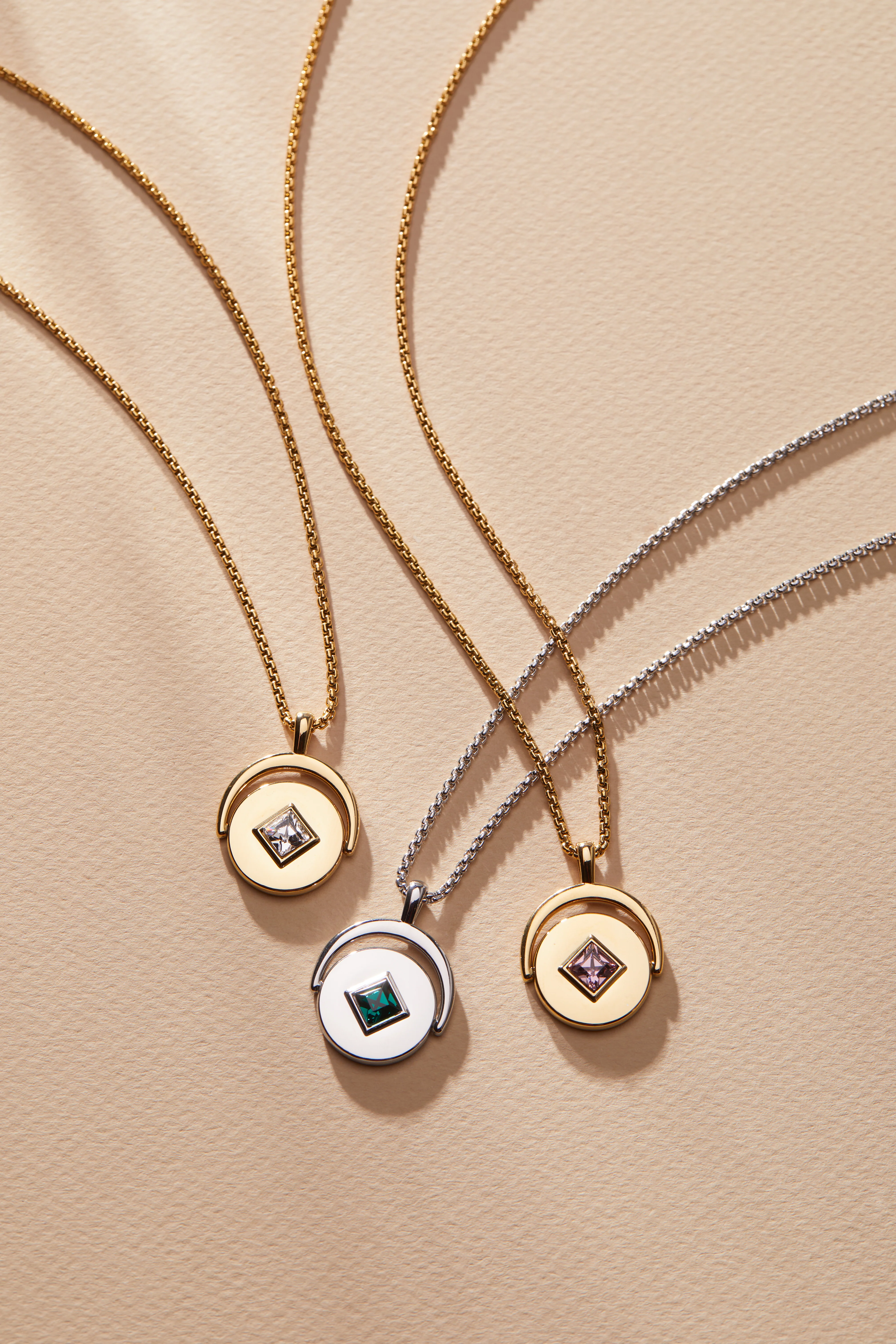 May Birthstone and Flower Flip Charm Necklace - Image 16