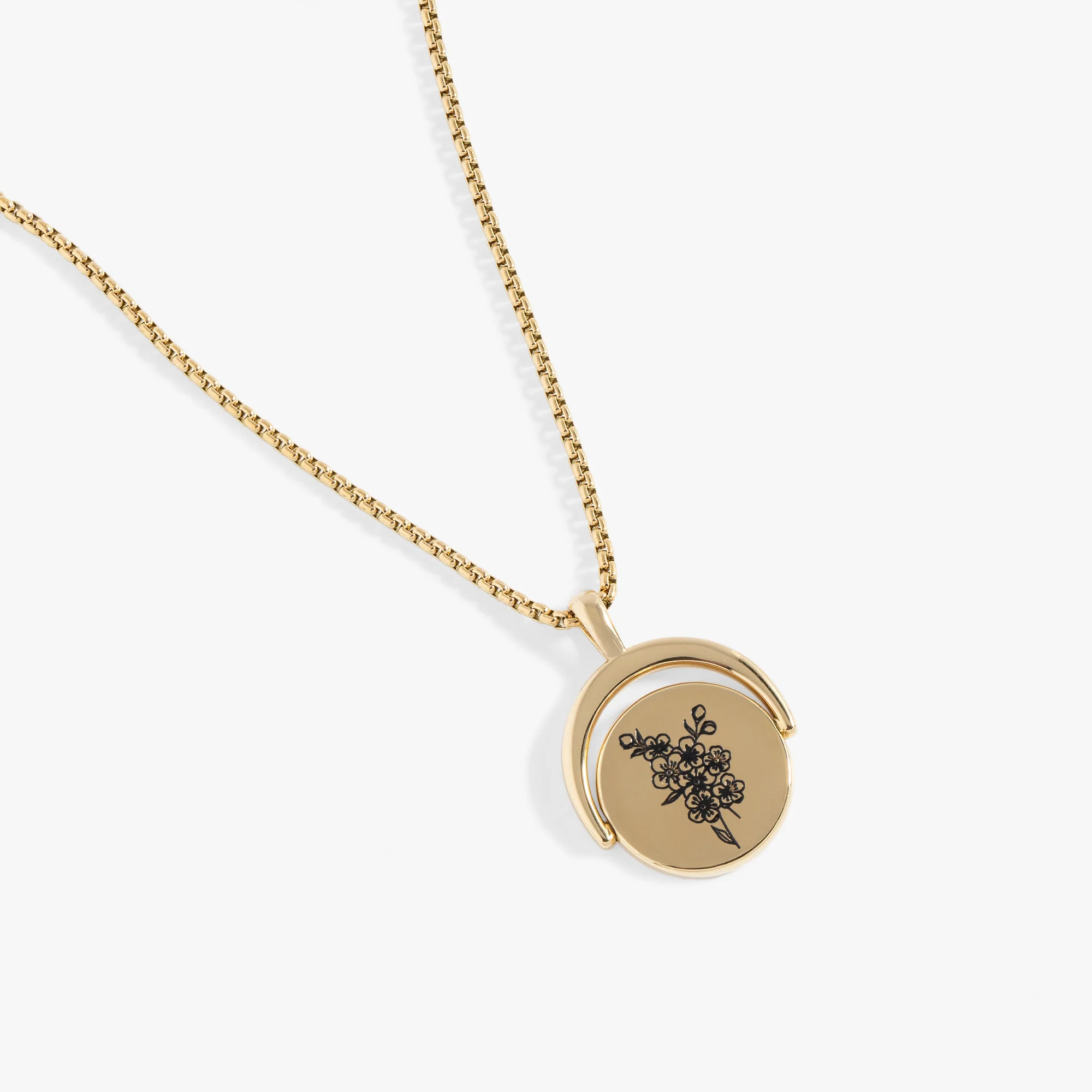 May Birthstone and Flower Flip Charm Necklace - Image 4