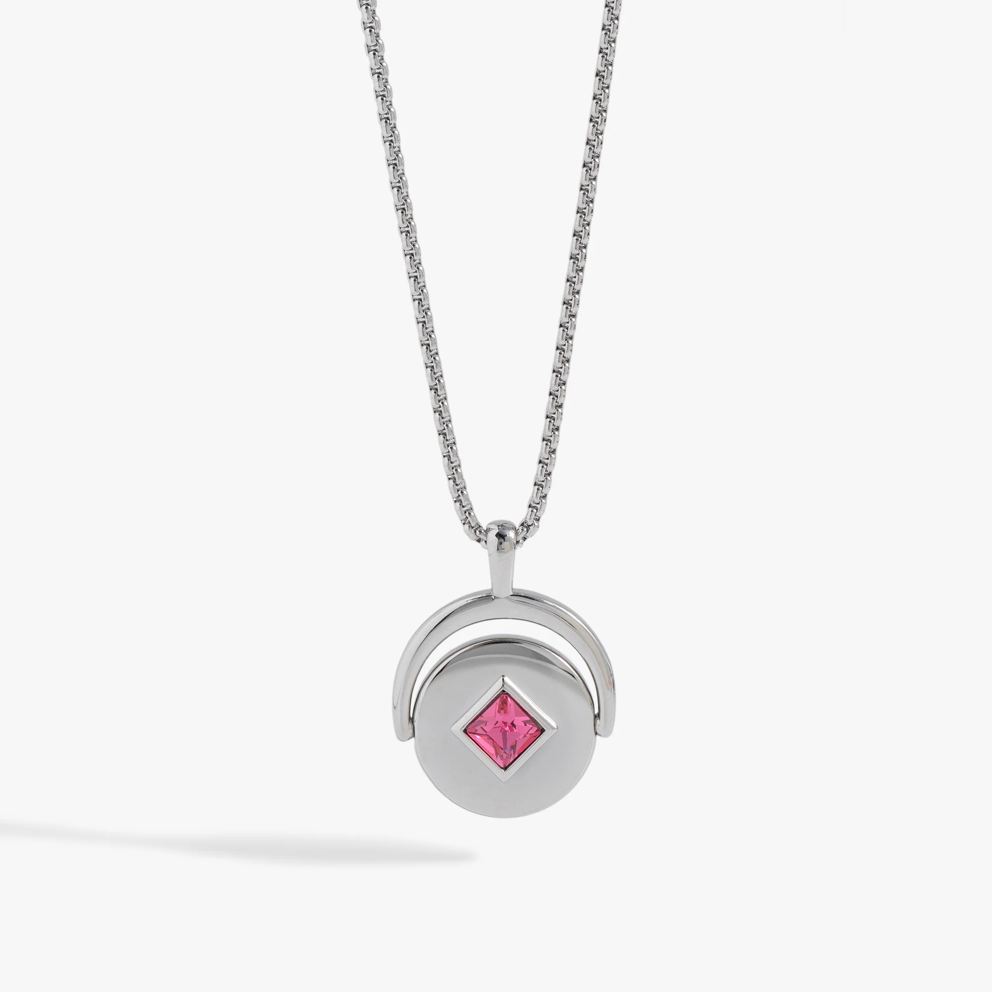 October Birthstone and Flower Flip Charm Necklace - Image 8