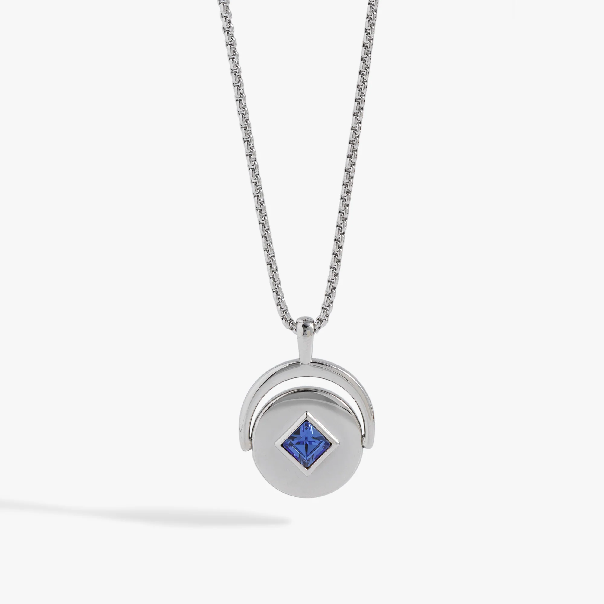 September Birthstone and Flower Flip Charm Necklace - Image 3