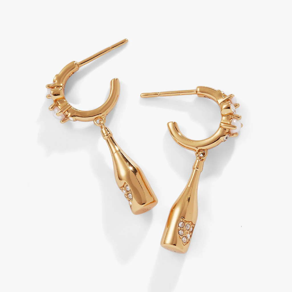 Champagne Drop Huggie Hoop Earrings - Image 2