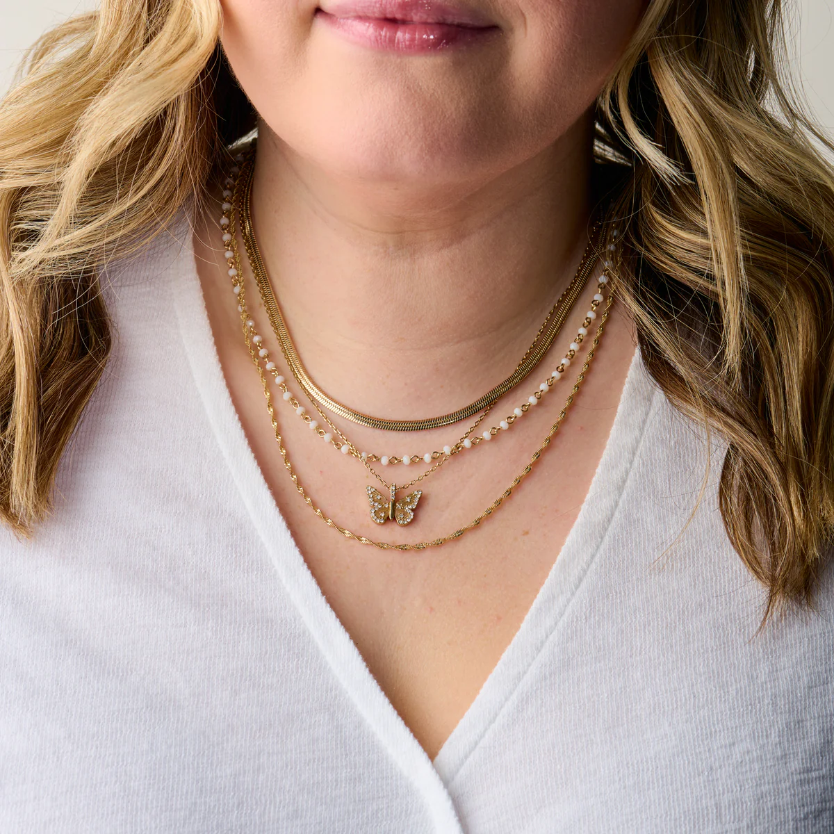Butterfly + Crystal Necklace, Adjustable - Image 8