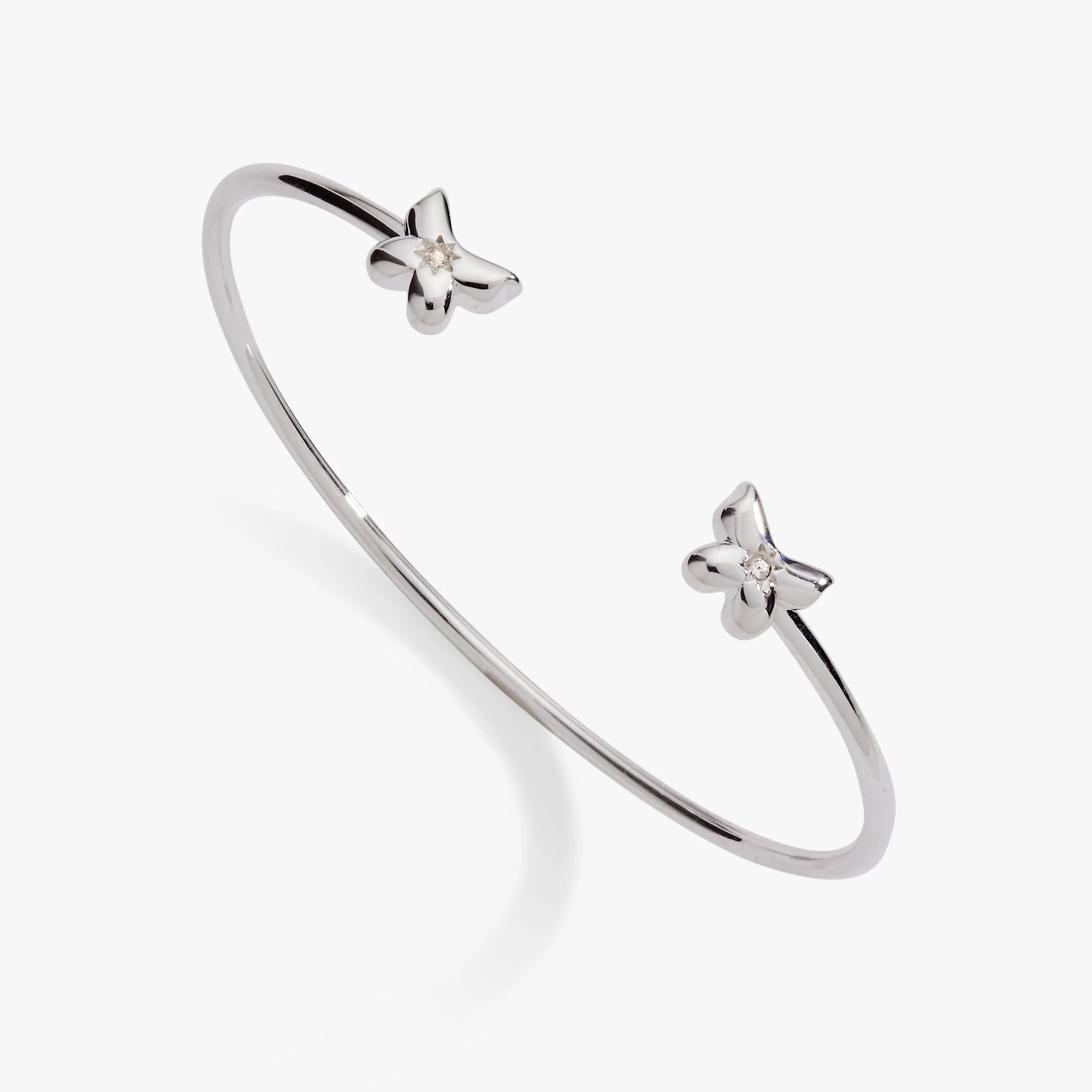 Puffy Butterfly Crystal Flex Cuff Bracelet - Image 3