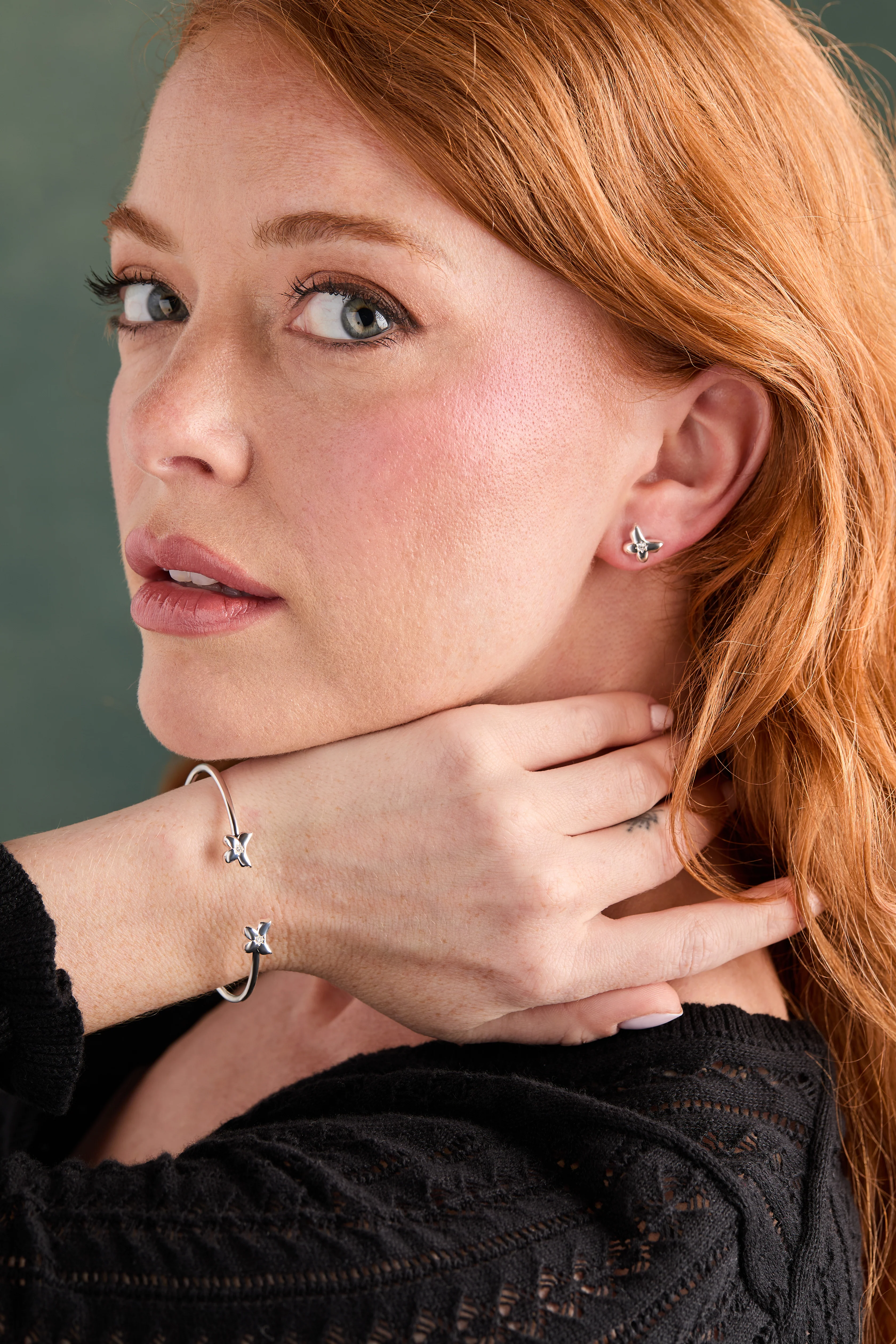 Puffy Butterfly Crystal Flex Cuff Bracelet - Image 4
