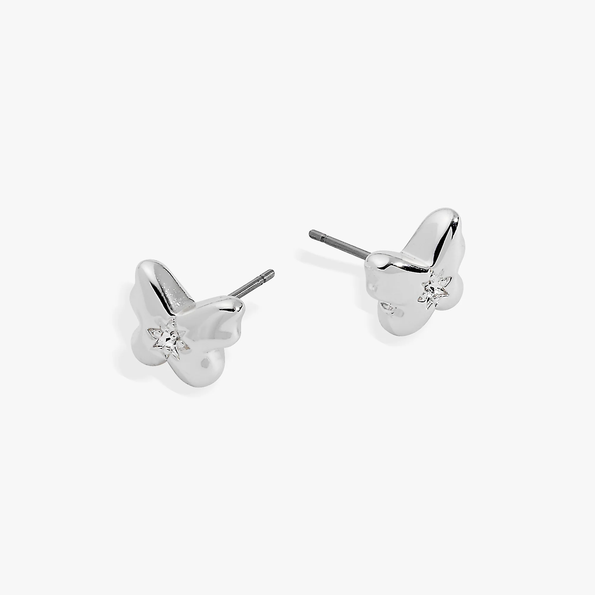 Puffy Butterfly Crystal Stud Earrings - Image 3