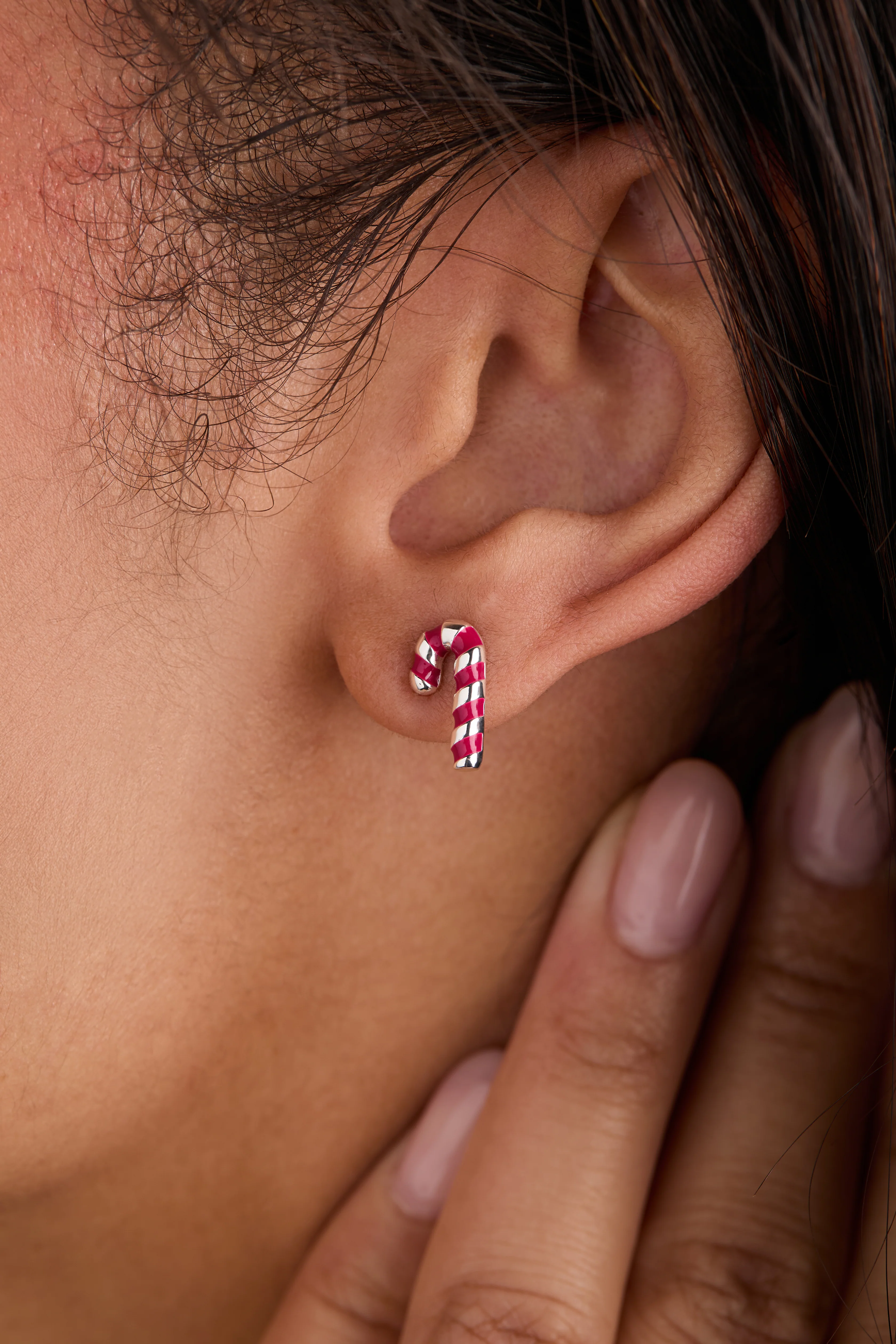Candy Cane Mismatched Stud Earrings - Image 2
