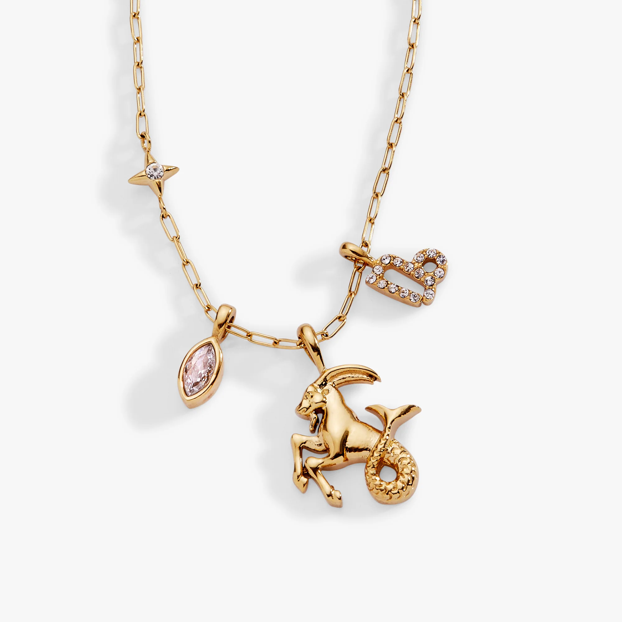Capricorn Zodiac Charm Cluster Necklace - Image 3