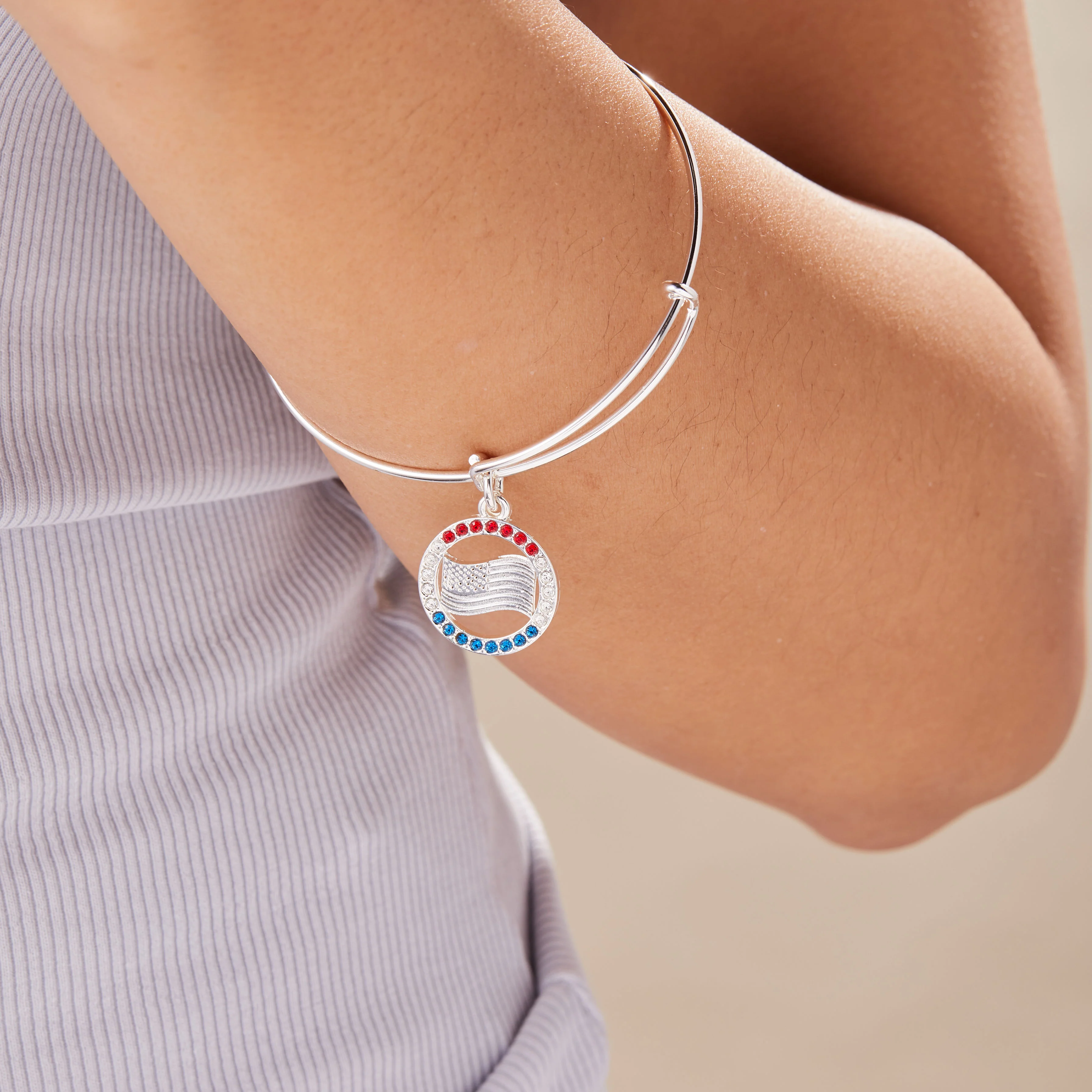 Celebration Flag Patriotic Charm Bangle Bracelet - Image 2