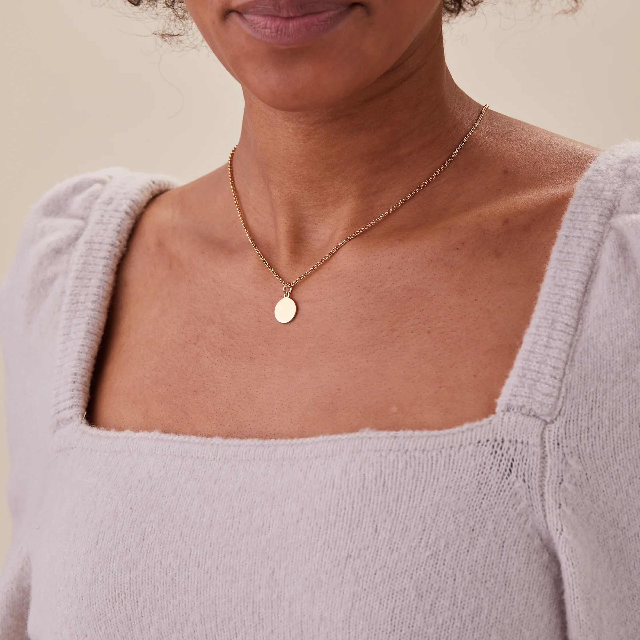 Small Circle Charm Necklace, 19'' - Image 6