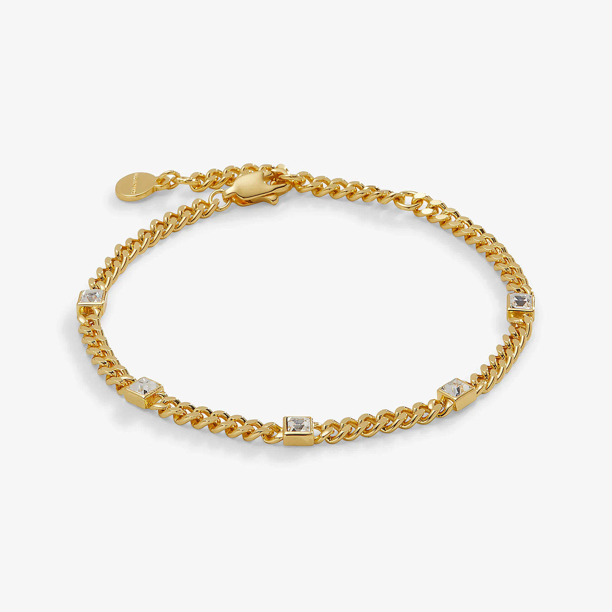 April Birthstone Clear Crystal Curb Chain Bracelet - Image 3