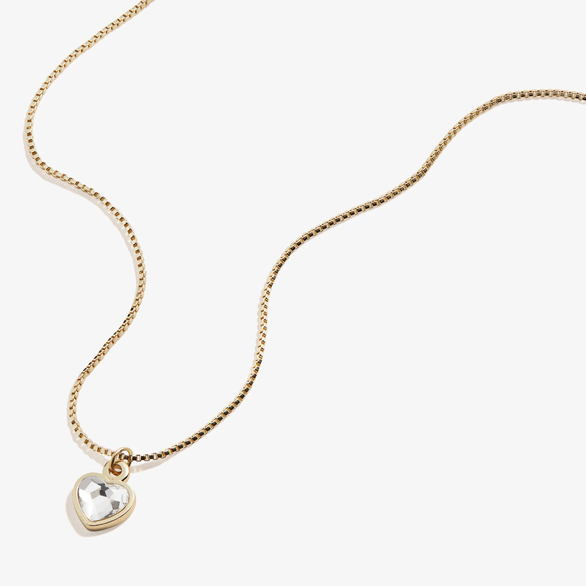 Clear Crystal Heart Necklace, April Birthstone - Image 4