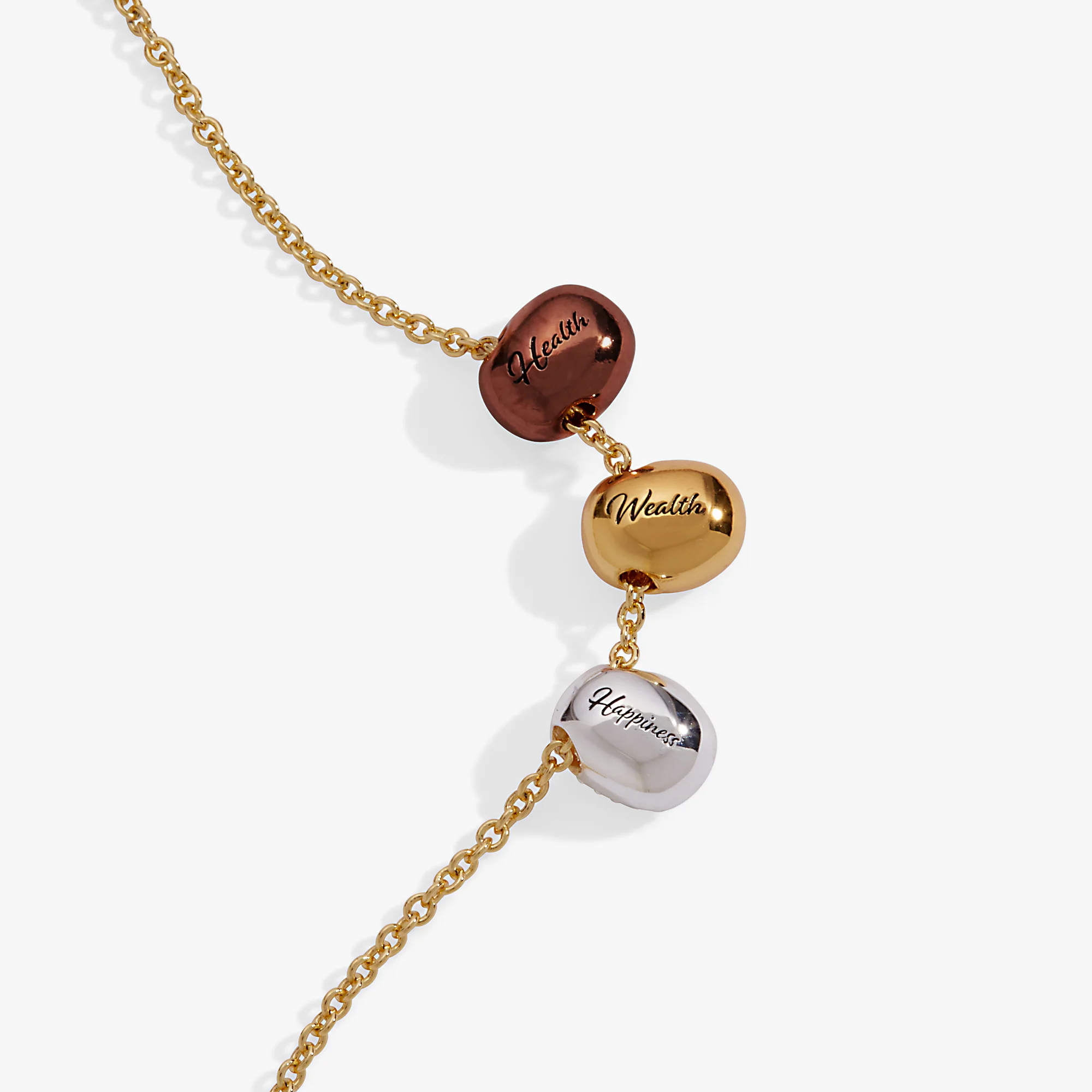 Coffee Bean 'Happiness, Wealth, Health' Engraved Pendant Necklace - Image 3
