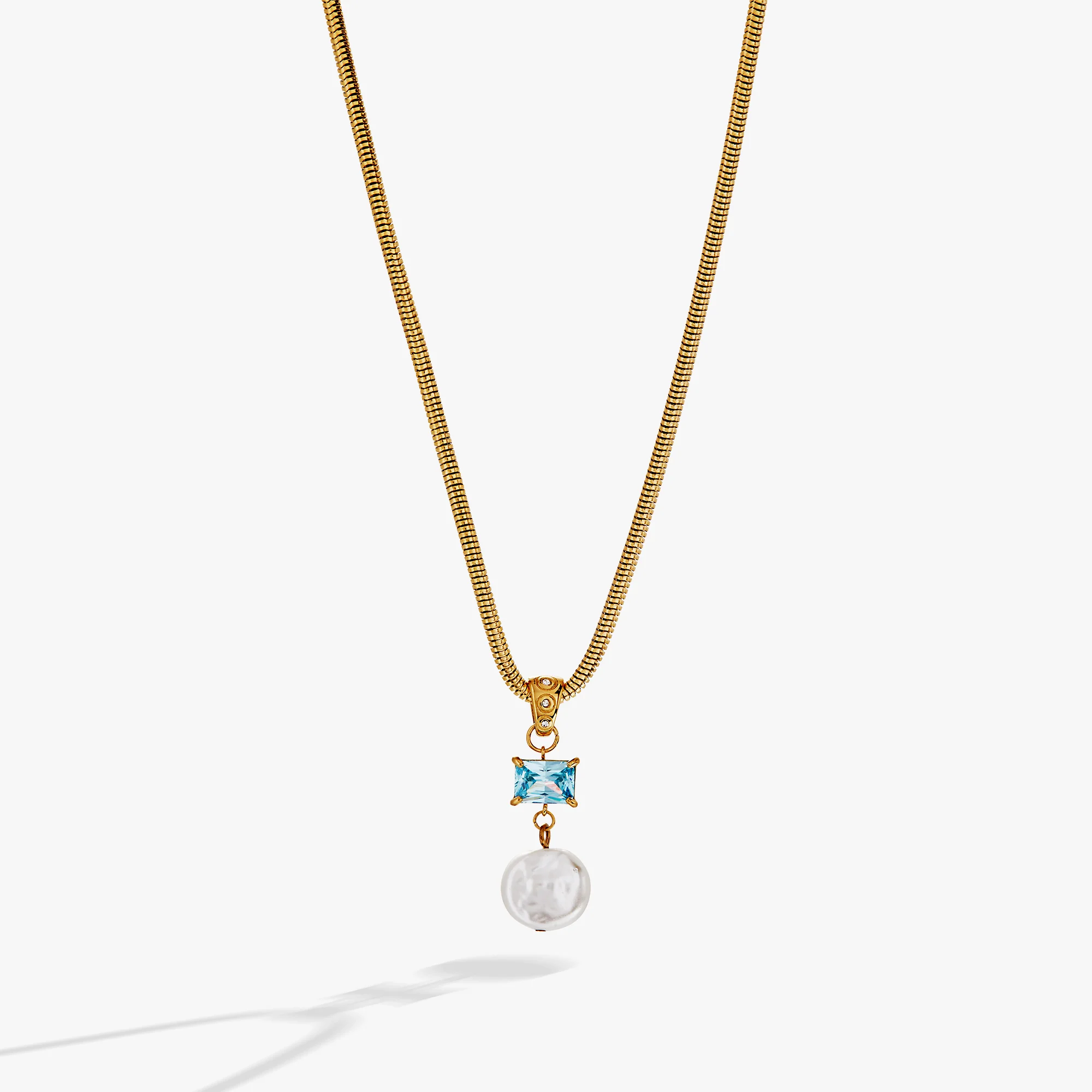 Coin Pearl Drop Pendant Necklace - Image 3