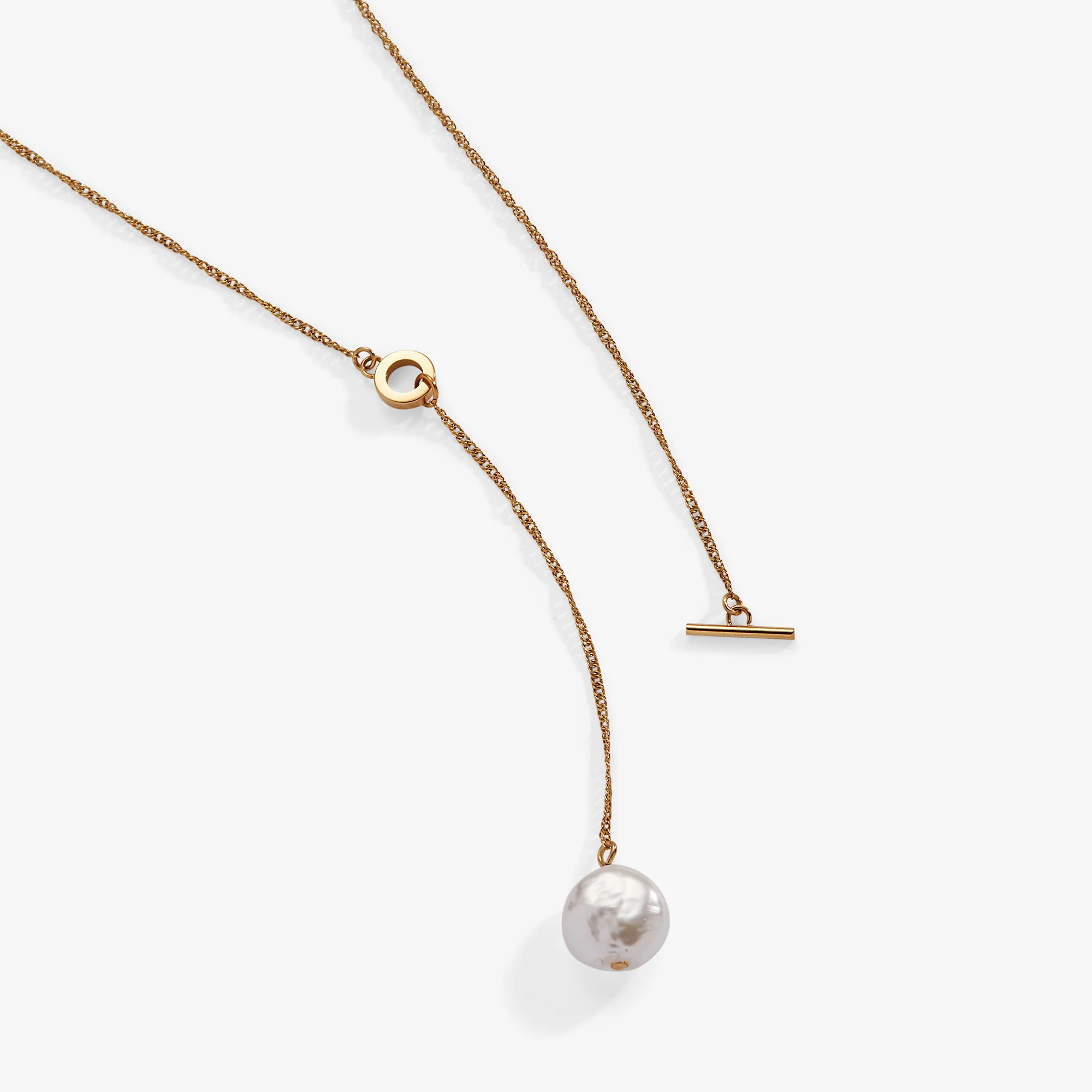 Coin Pearl Toggle Y Necklace - Image 3