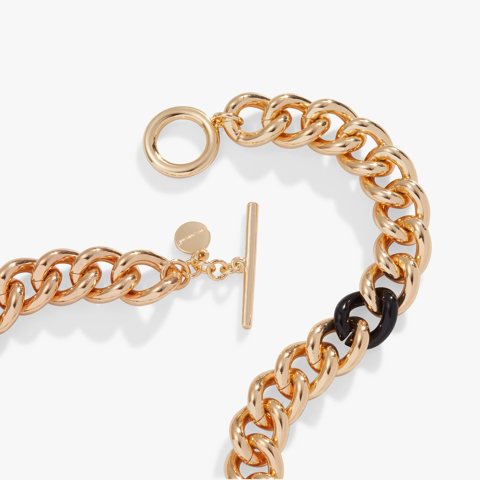 Color Block Chain Necklace, Black - Image 4