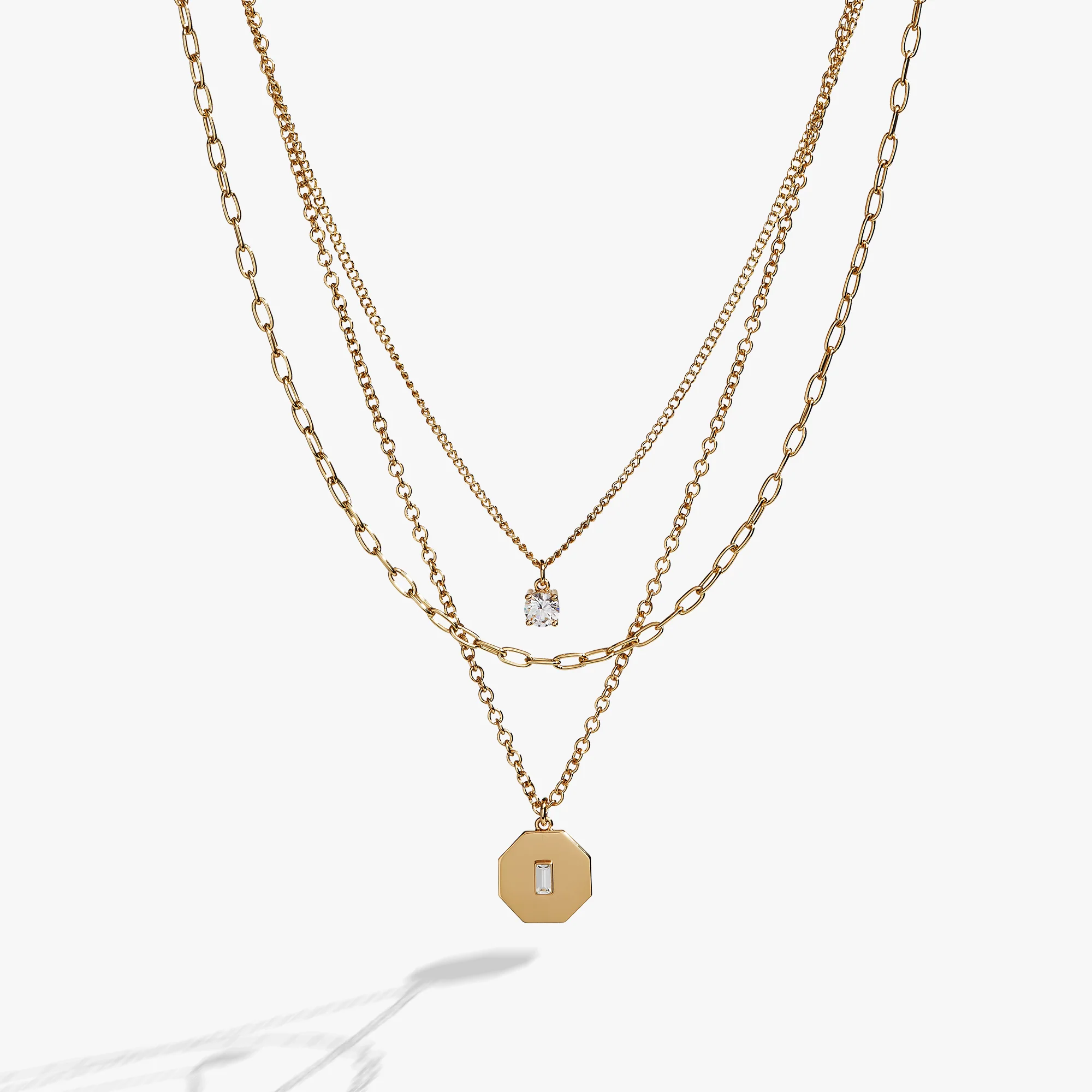 Crystal and Chain Layered Necklace - Image 6
