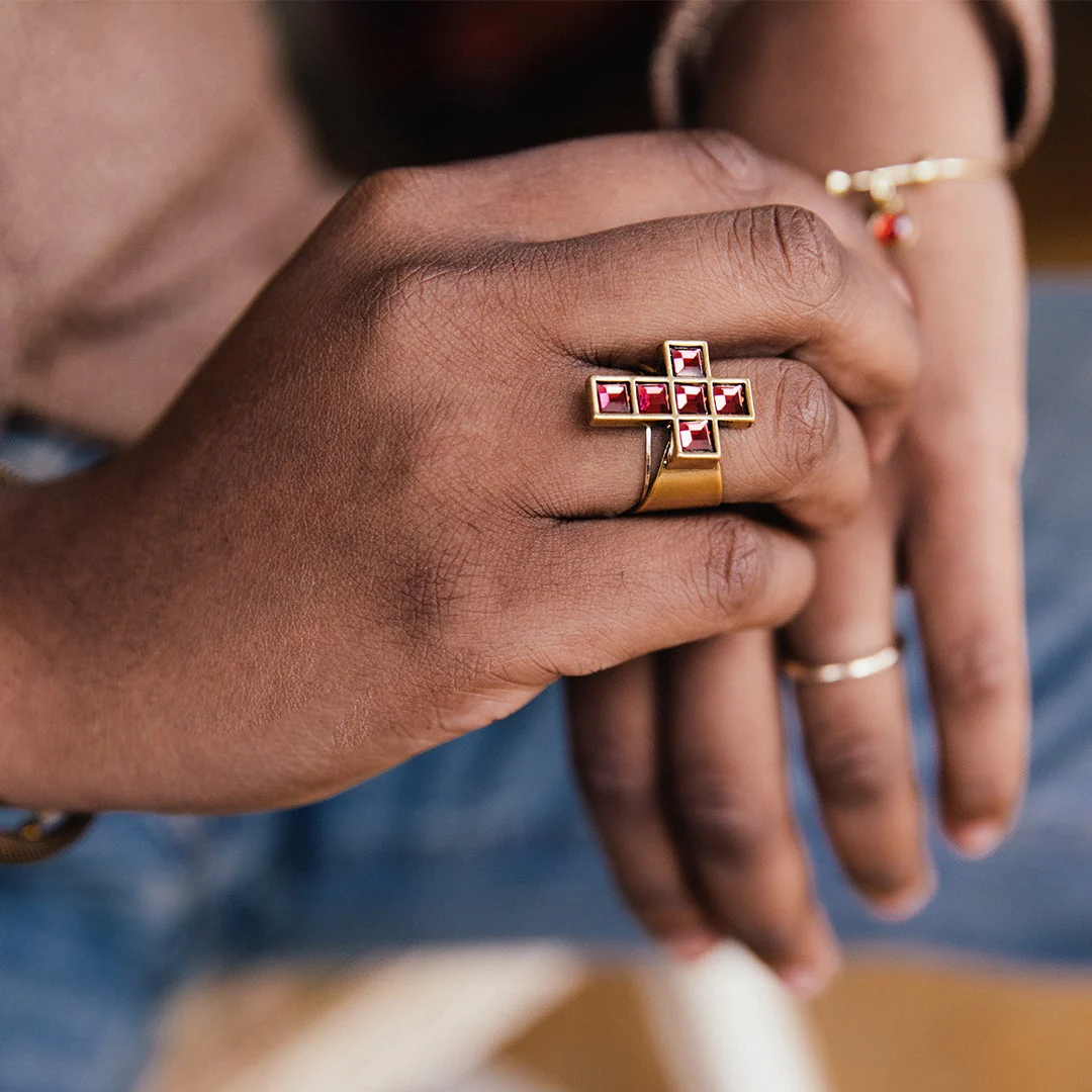 Crystal Cross Cocktail Ring - Image 2