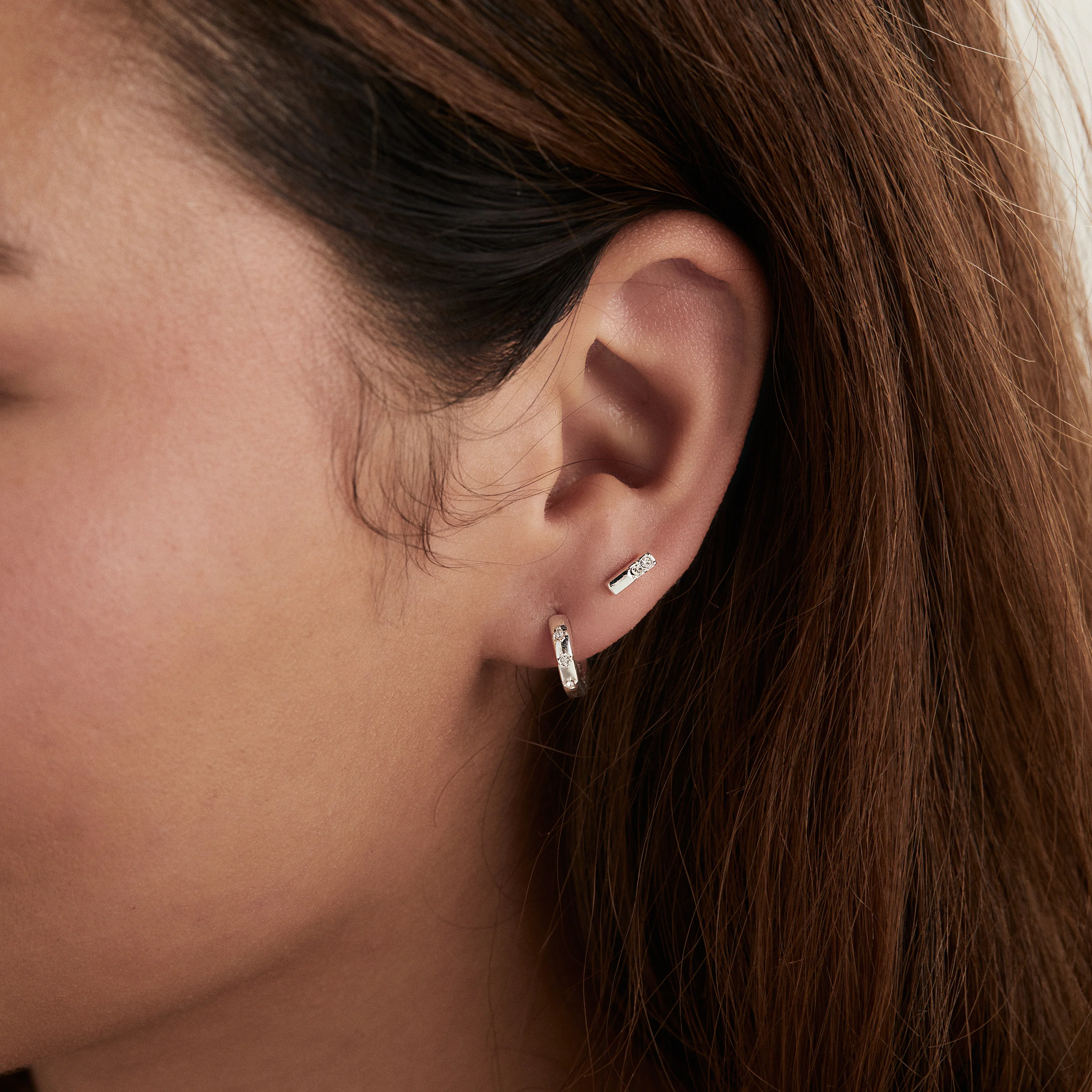 Crystal Forget-Me-Not Flower Stud + Hoop Earrings, Set of 3 - Image 4