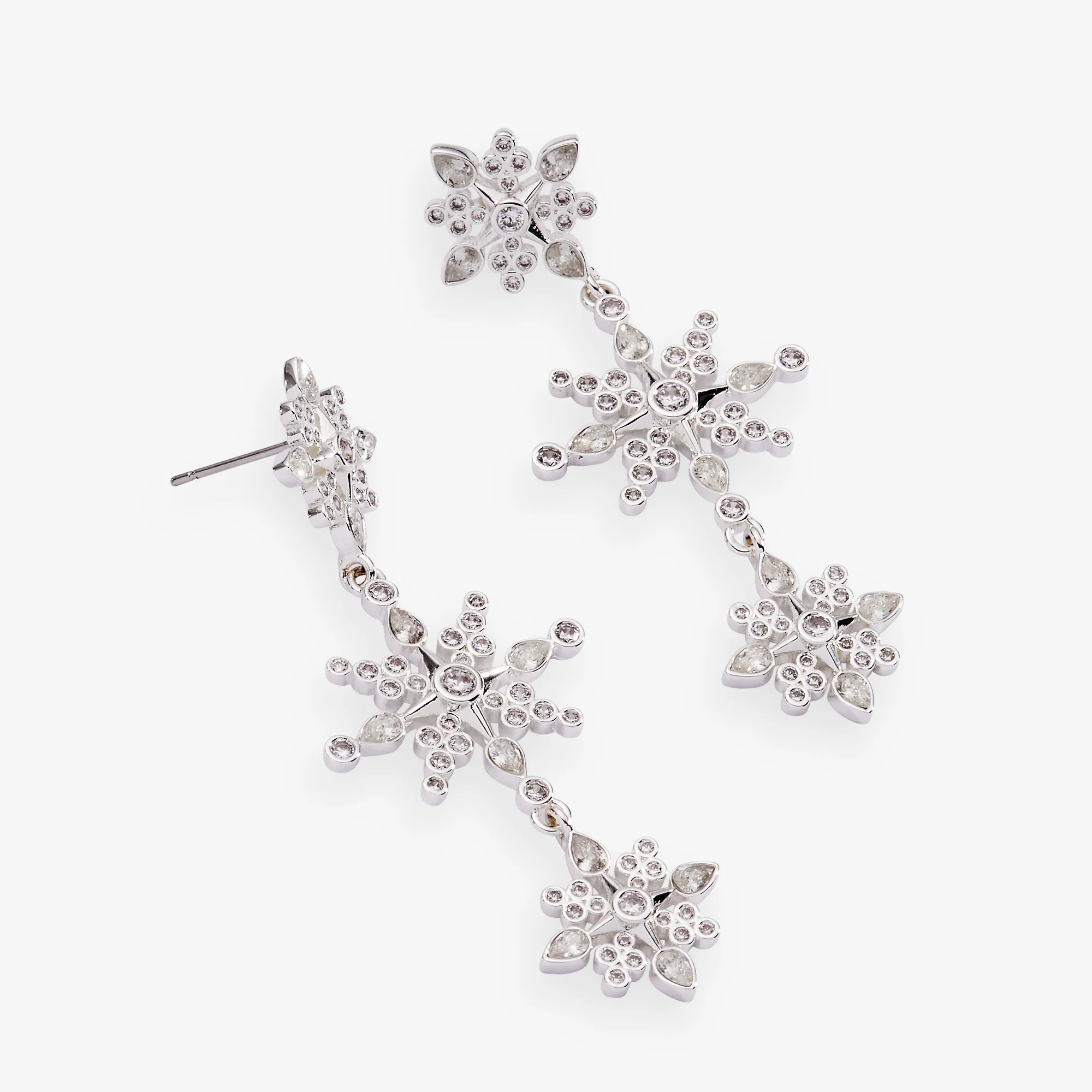Crystal Snowflake Linear Earrings - Image 3