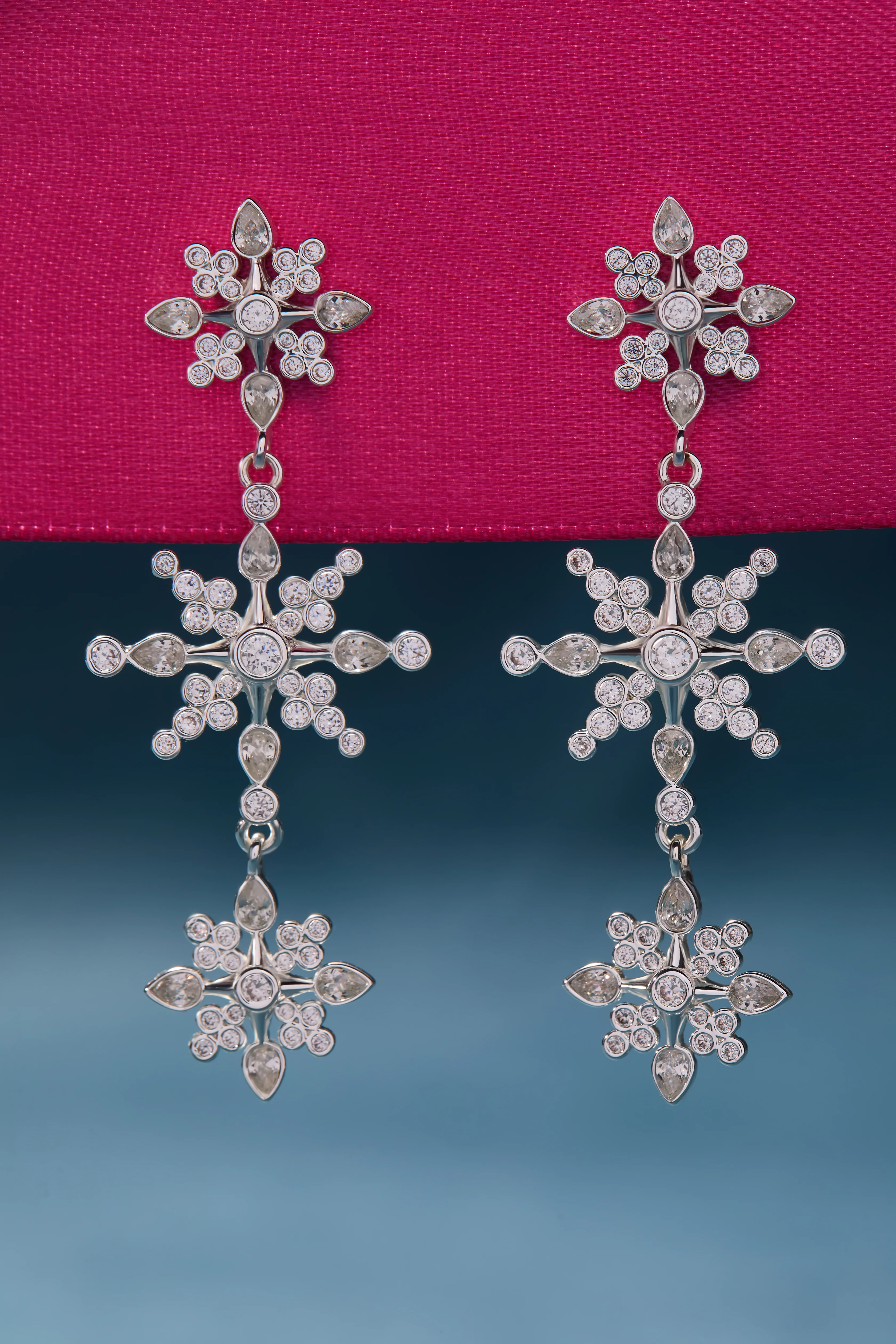 Crystal Snowflake Linear Earrings - Image 4
