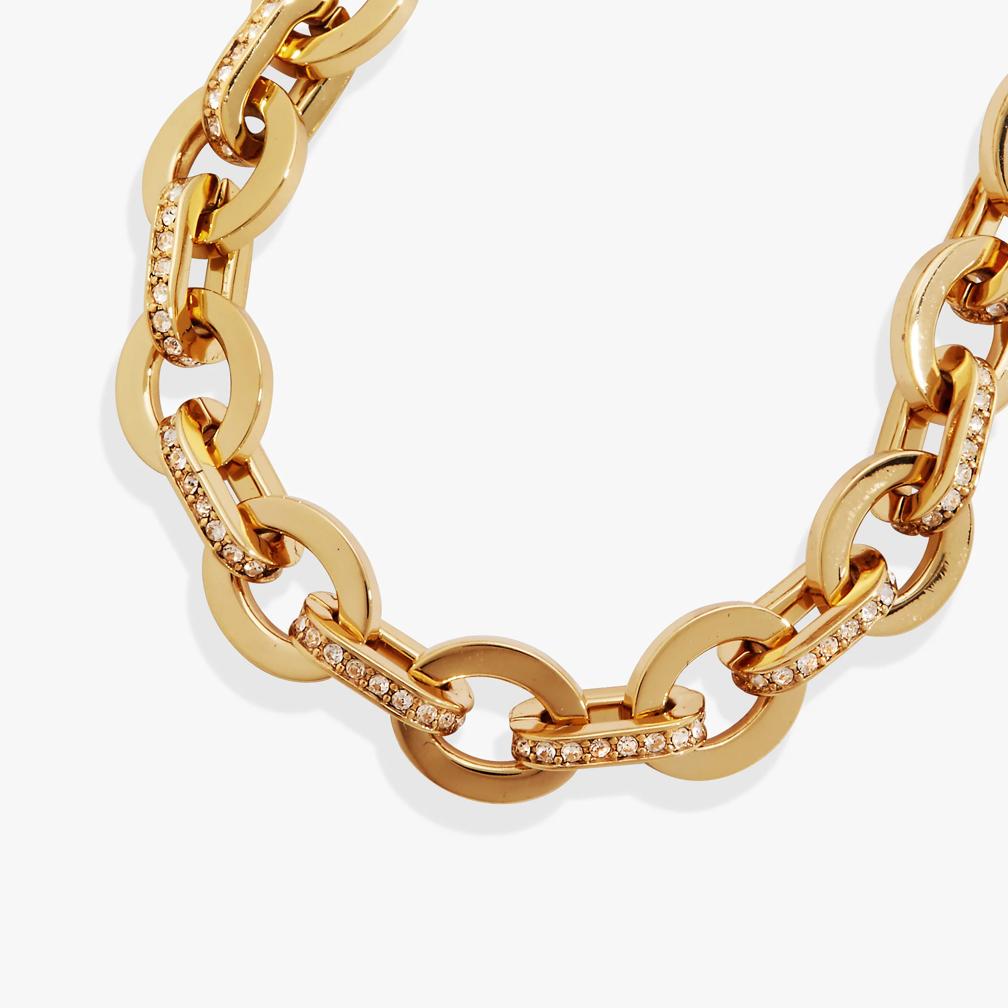 Delicate Oval Link Crystal Chain Toggle Bracelet - Image 2