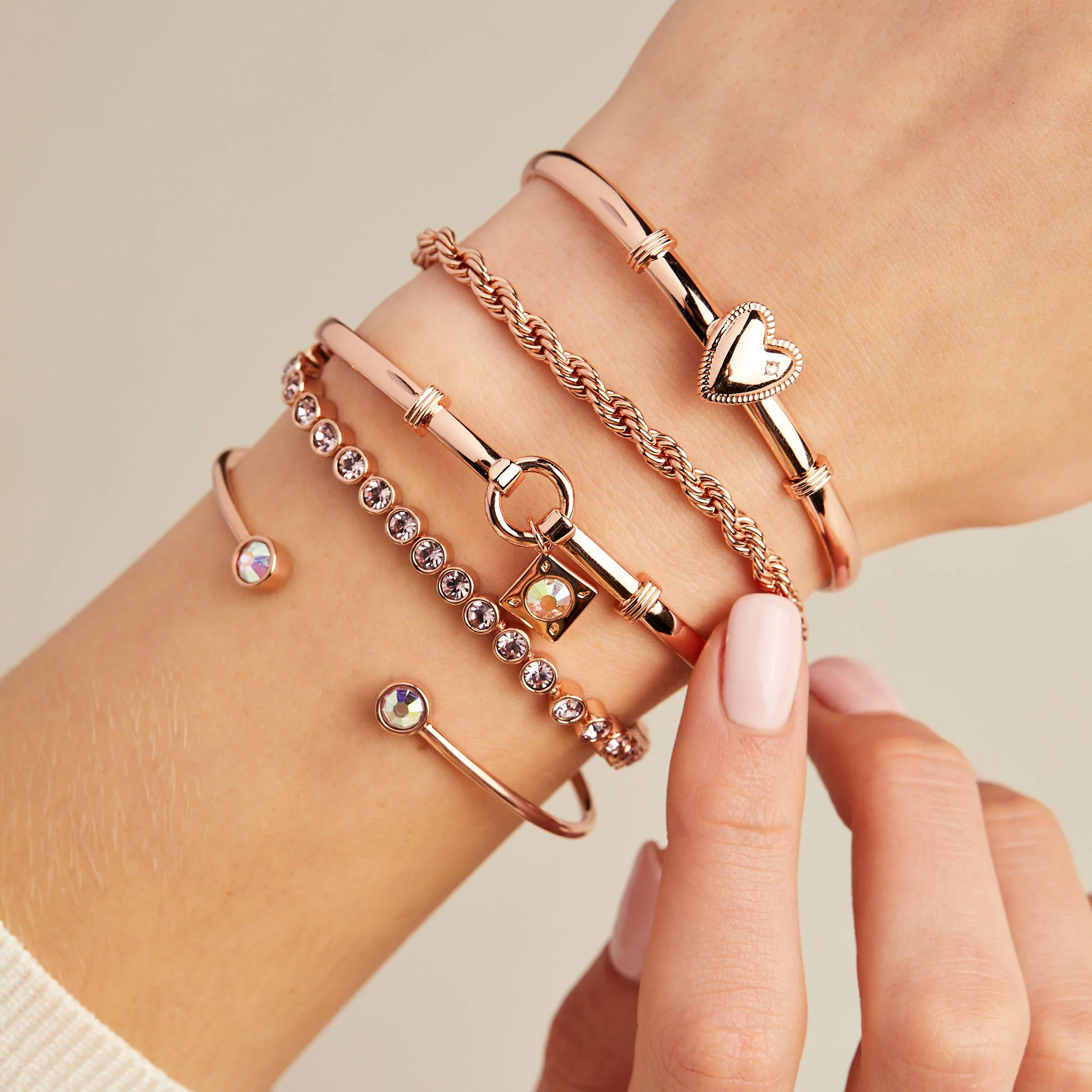 Flex Cuff Bracelet, Crystal - Image 4