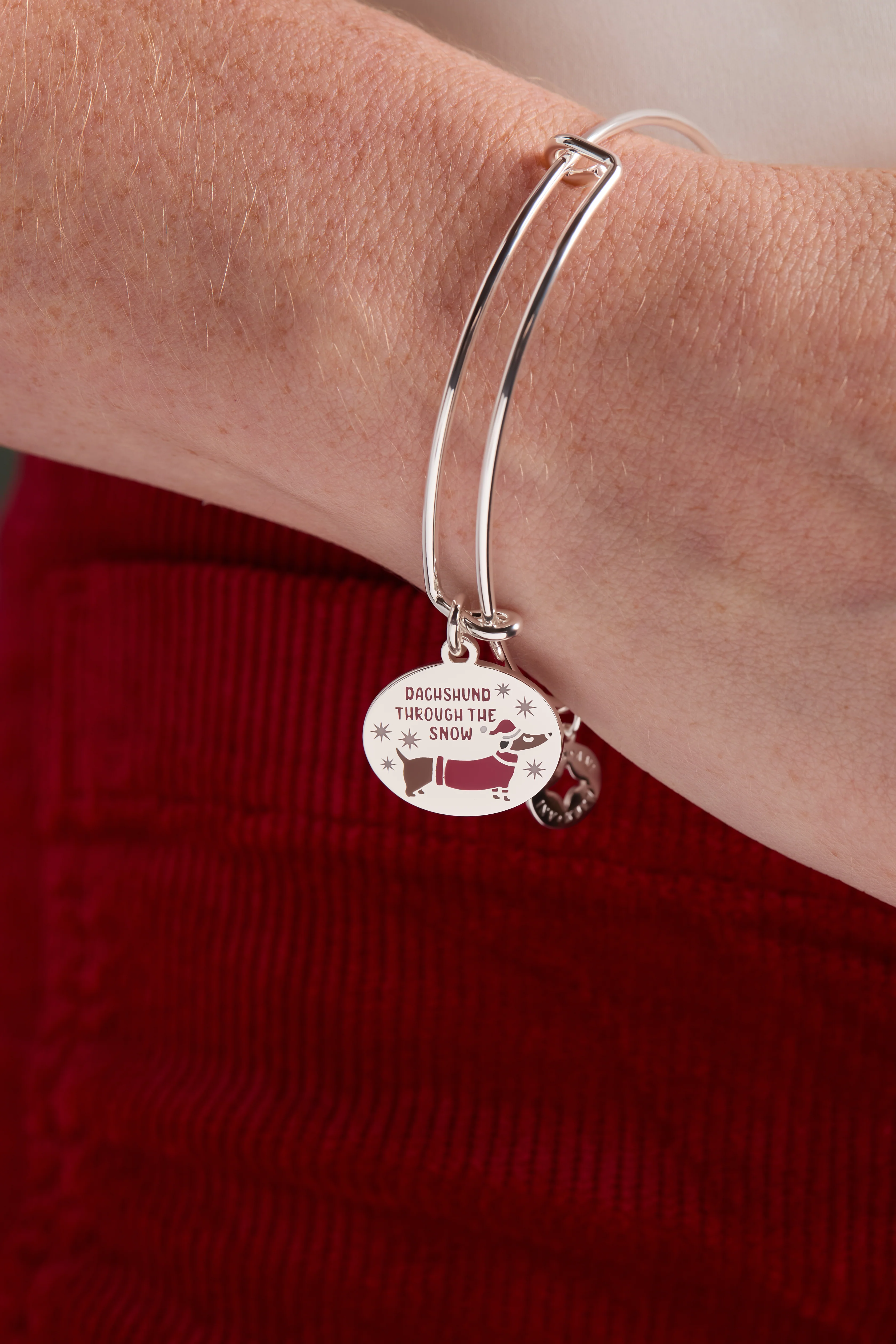 'Dachshund Through The Snow' Dog Charm Bangle - Image 2