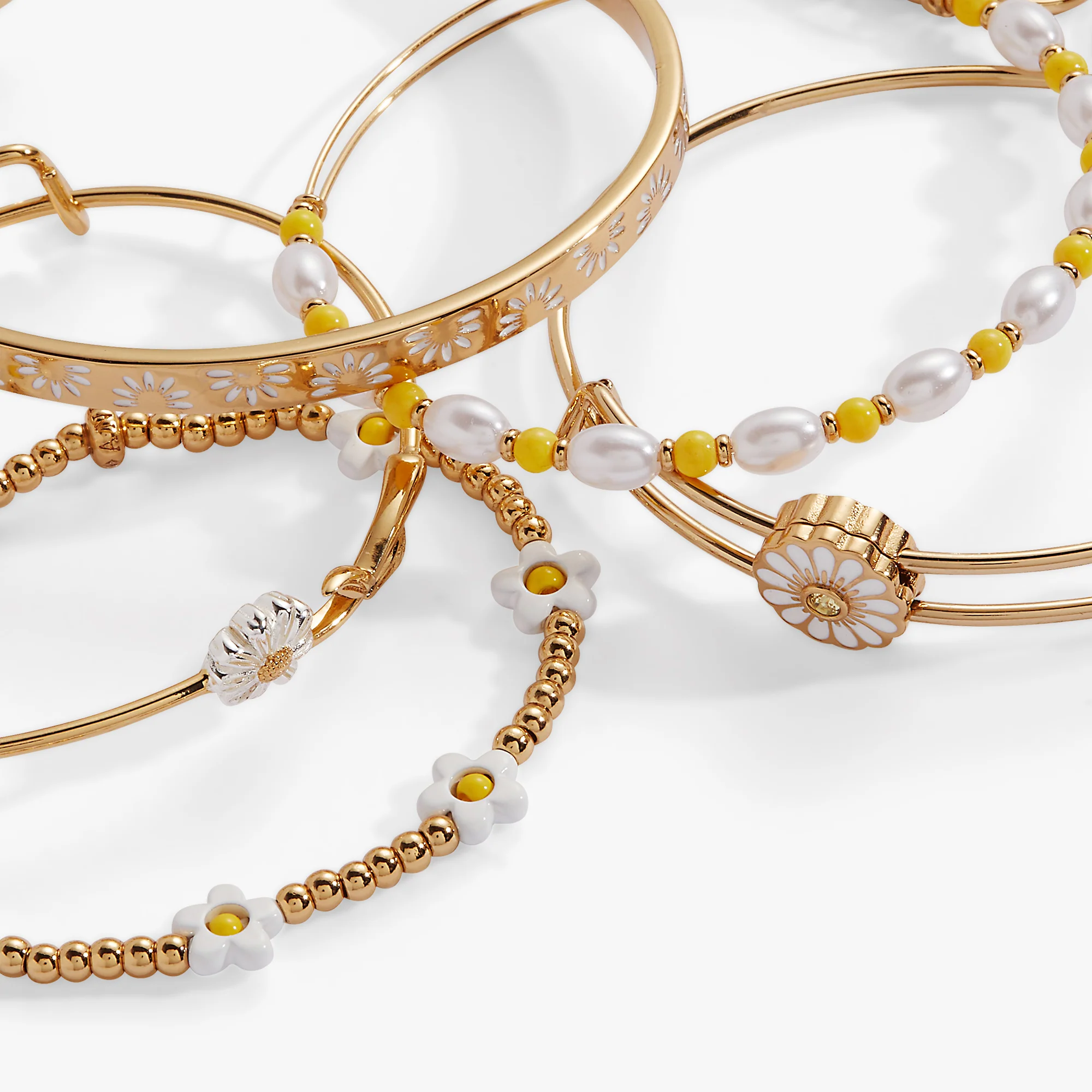 Daisy Flower Beaded Bangle Set of 5 - Image 3