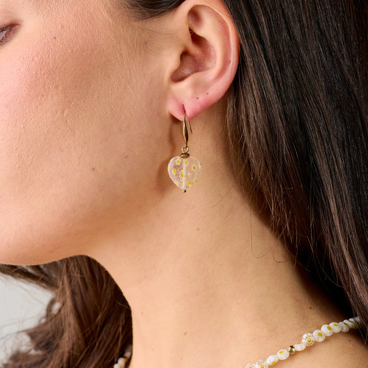 Daisy Heart Drop Earrings - Image 2