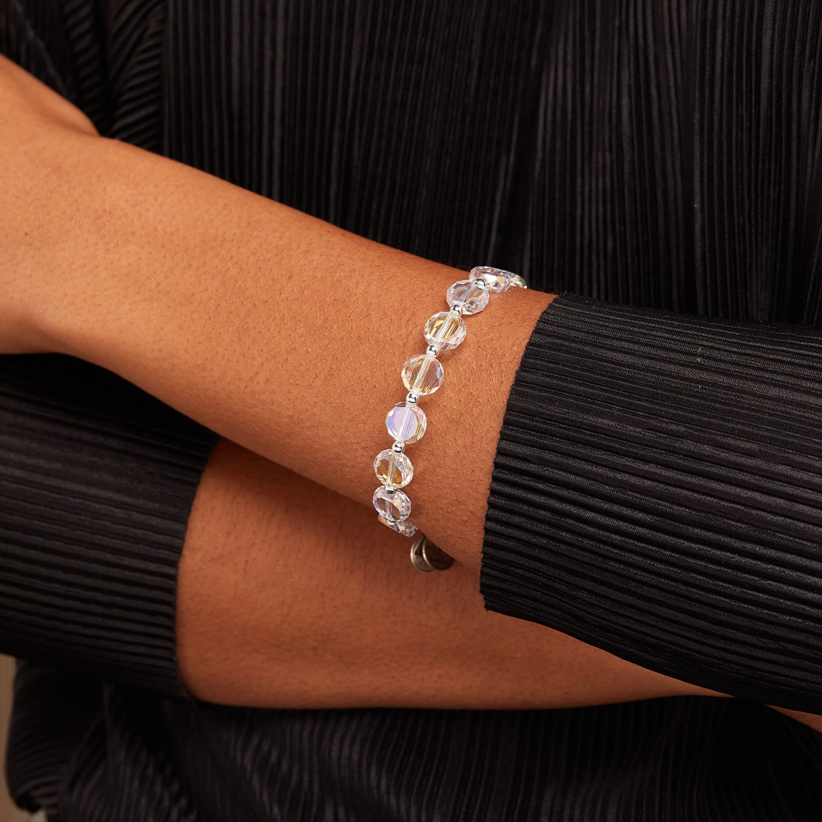 Disco Beaded Bangle, Ice - Image 2