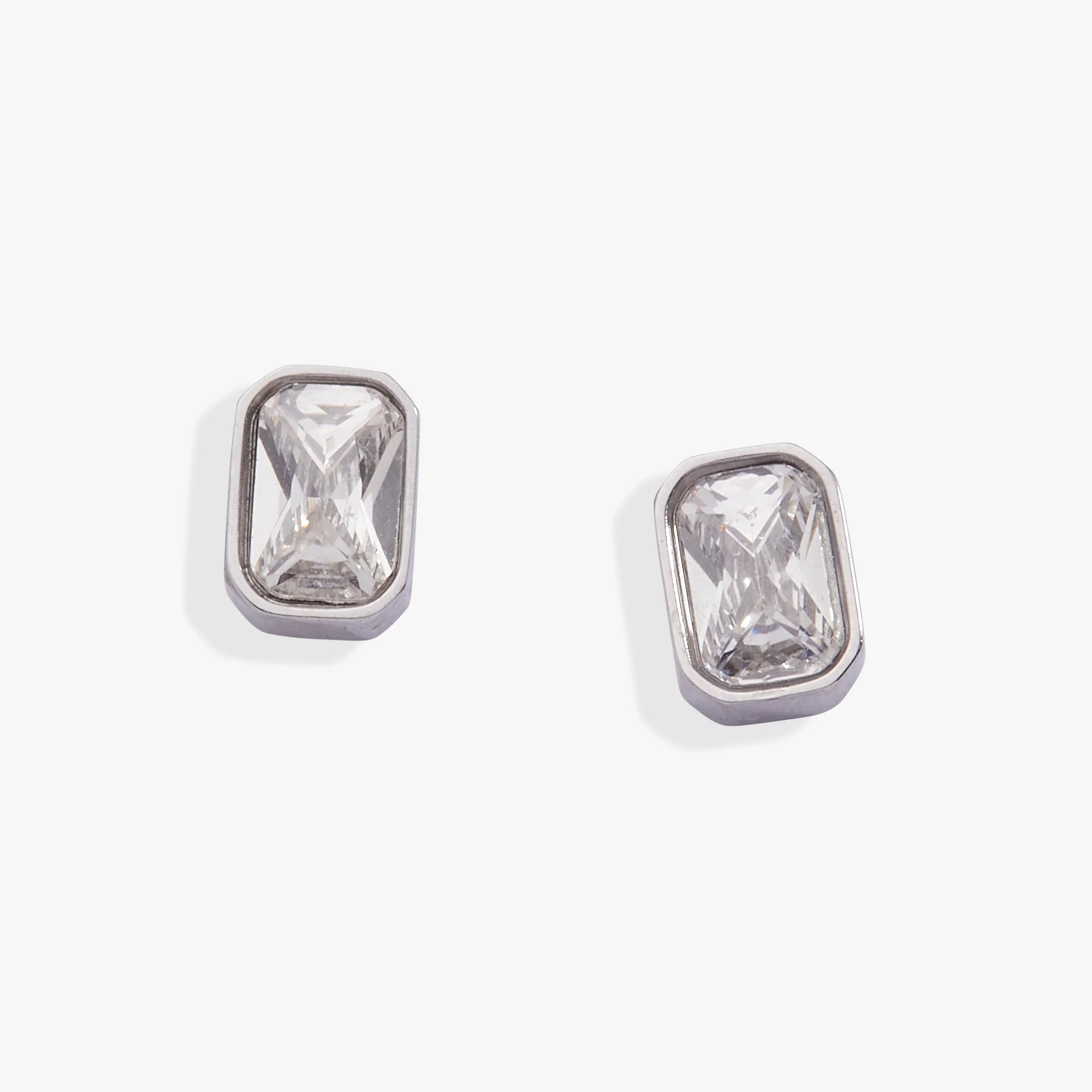 April Emerald-Cut Birthstone Stud Earrings - Image 3