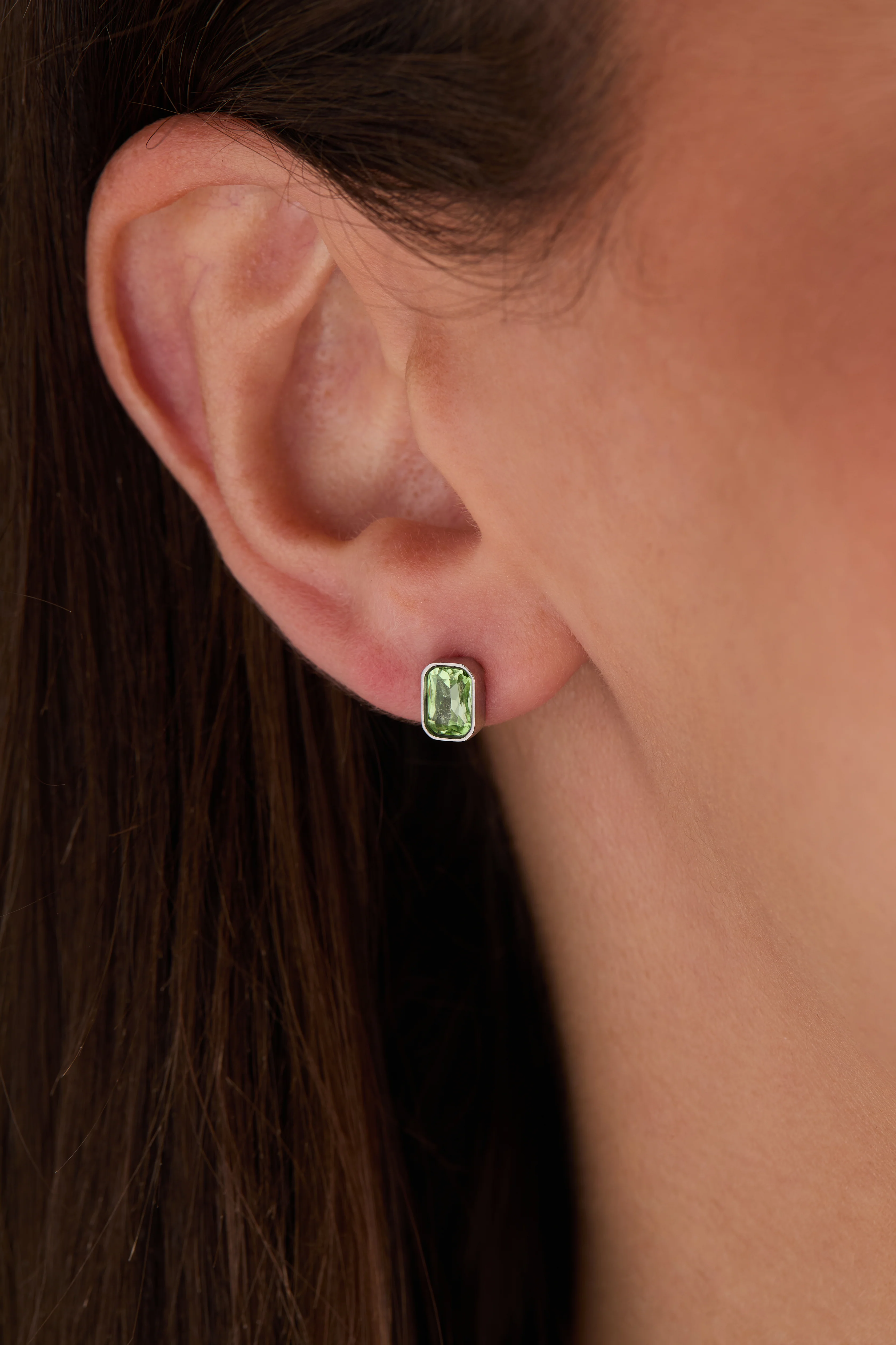 August Emerald-Cut Birthstone Stud Earrings - Image 6