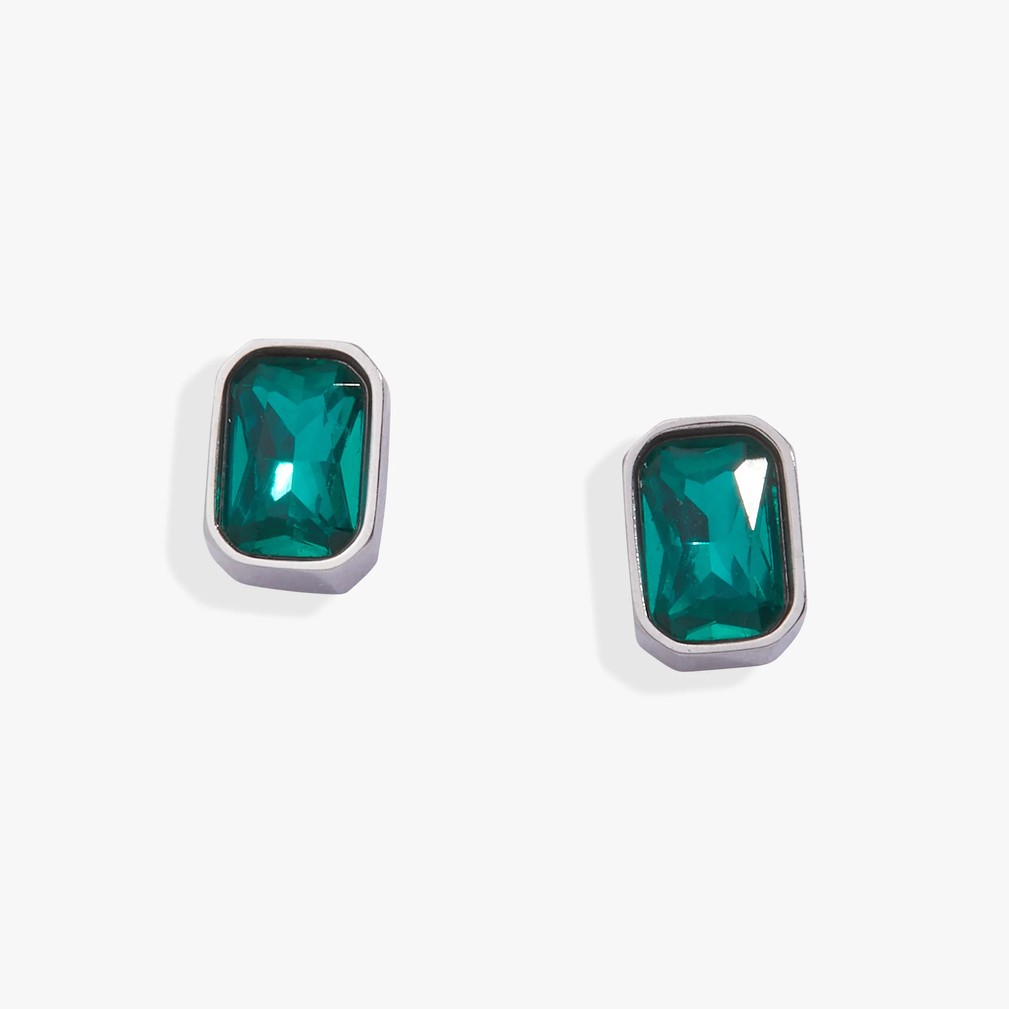 December Emerald-Cut Birthstone Stud Earrings - Image 3