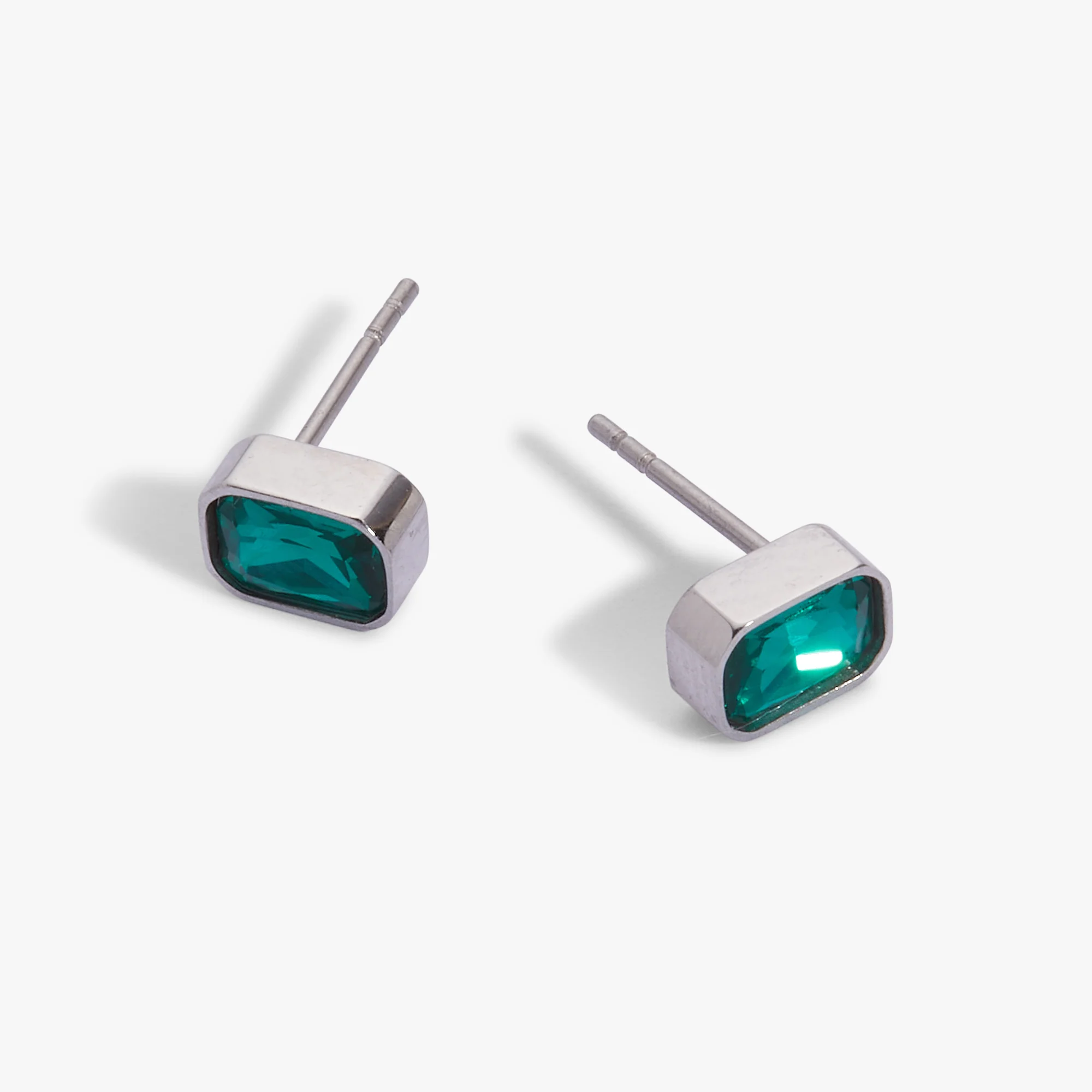 December Emerald-Cut Birthstone Stud Earrings - Image 4