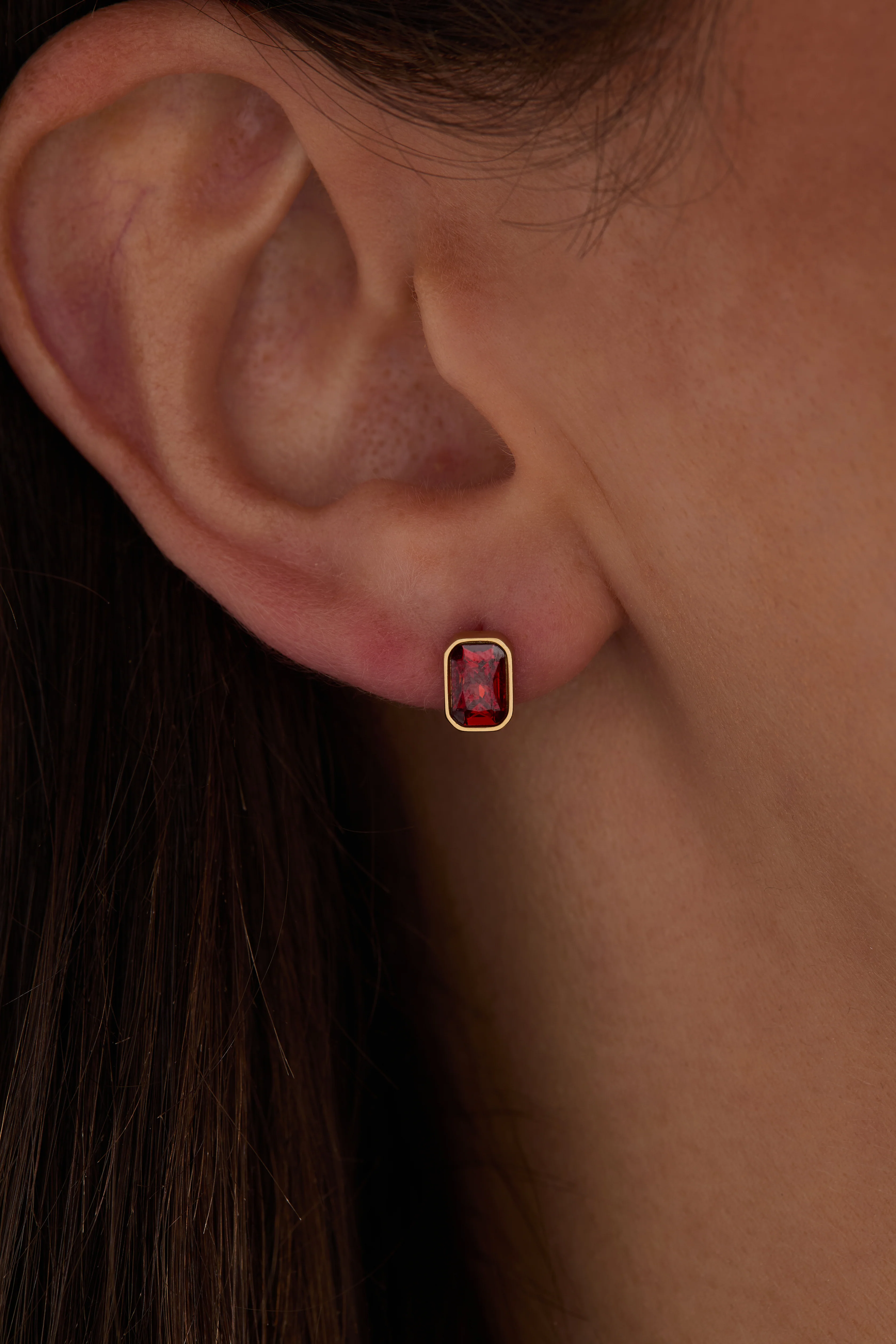 January Emerald-Cut Birthstone Stud - Image 7