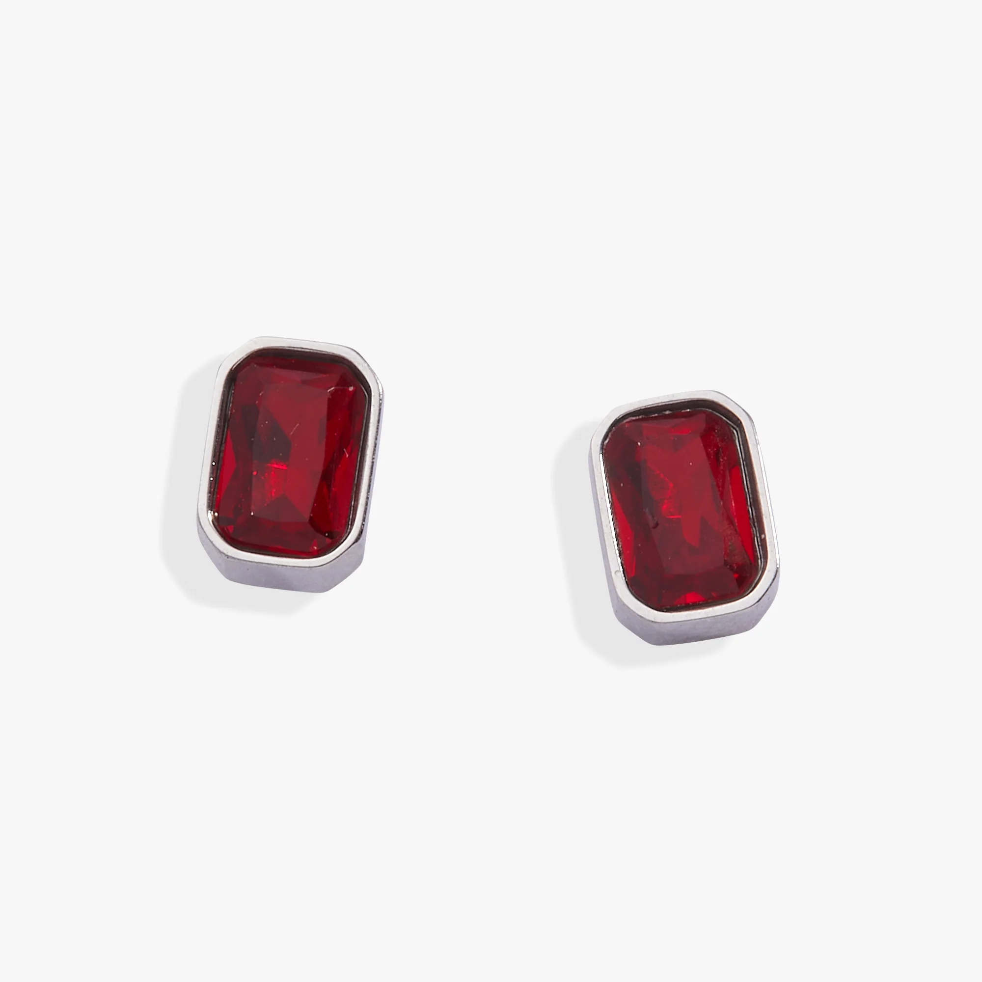 July Emerald-Cut Birthstone Stud Earrings - Image 3